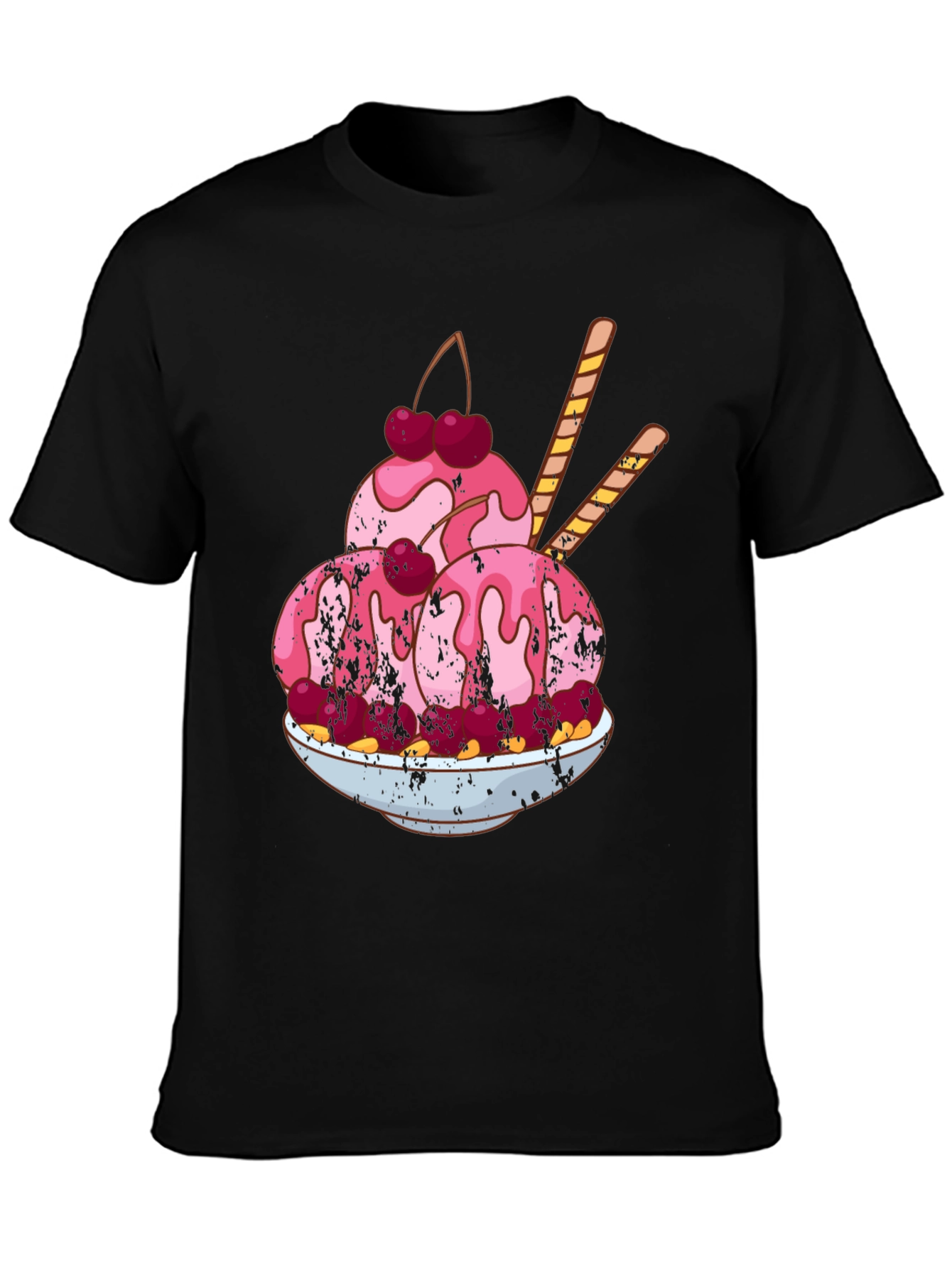 Black Ice Cream Sundae Graphic T-Shirt - Fun Foodie Tee view 3