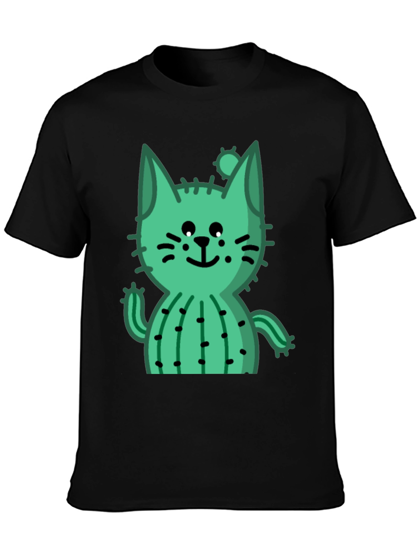 Black Cactus Cat Black T-Shirt - Trendy and Unique view 3