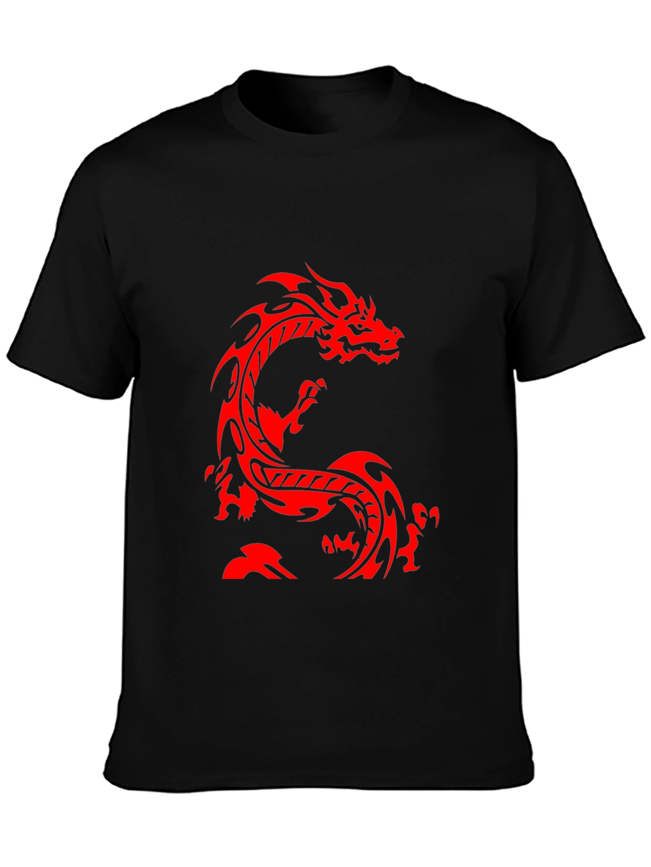 Black Red Dragon Graphic Black T-Shirt - Casual Style view 3