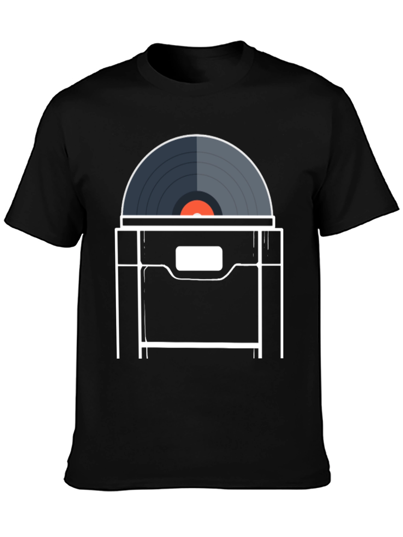 Black Vintage Vinyl Record Player T-Shirt - Retro Music Tee view 3