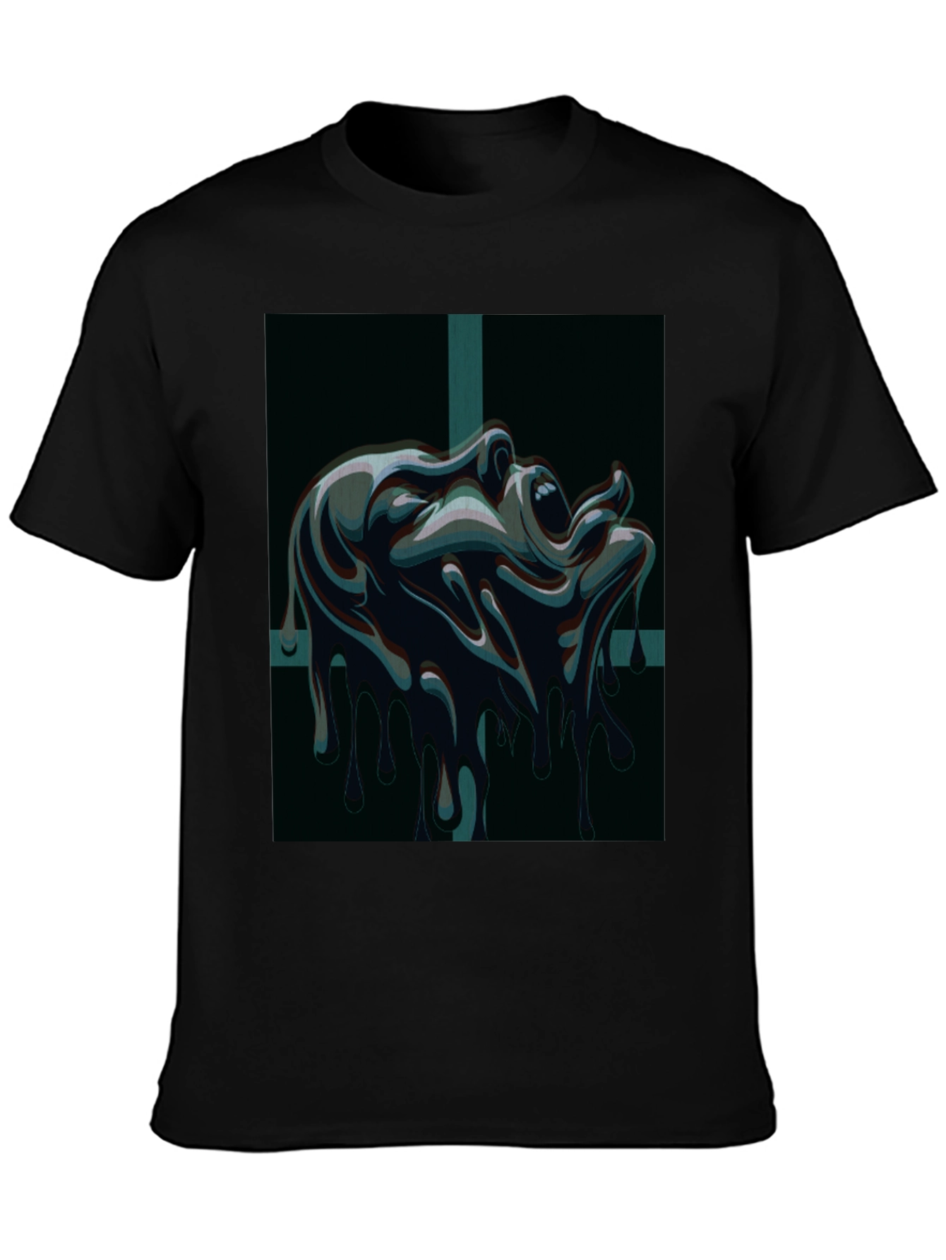 Black Melting Face Graphic Tee - Dark & Edgy Design view 3