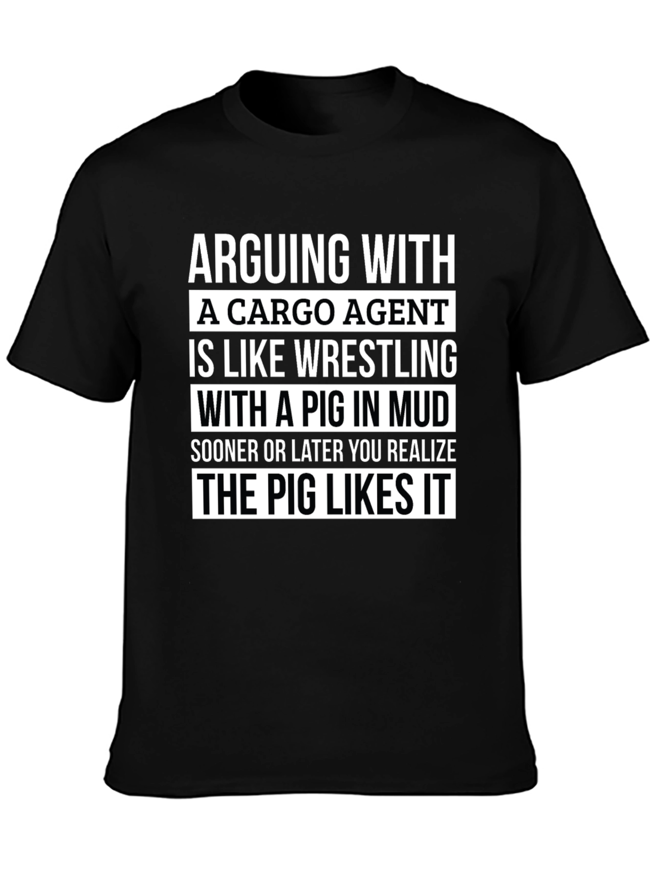 Black Cargo Agent Pig T-Shirt - Funny Job Tee view 3