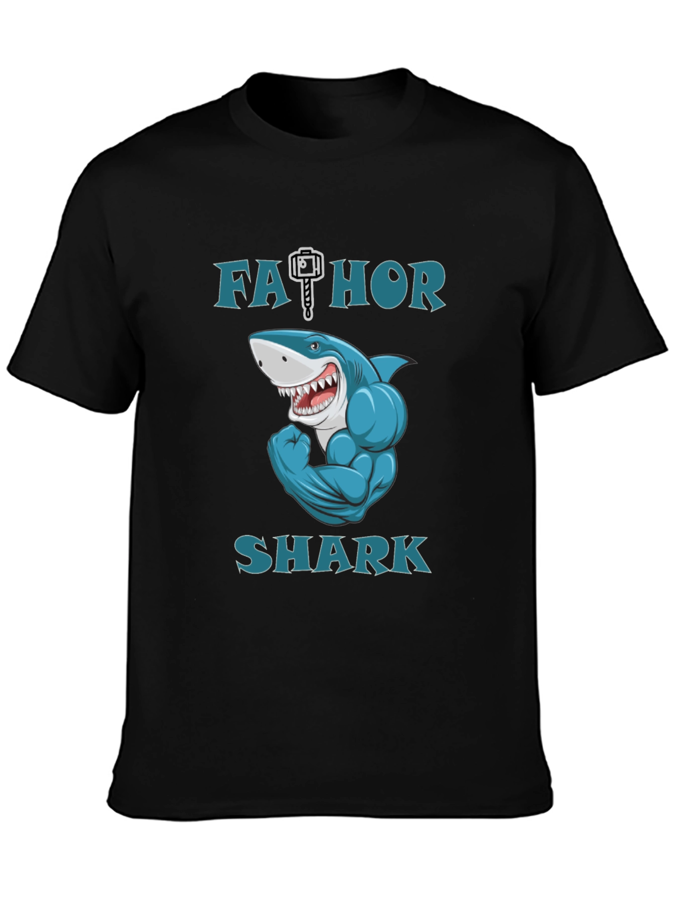 Black Fathor Shark Men's Graphic T-Shirt - Funny Father's Day Tee view 3