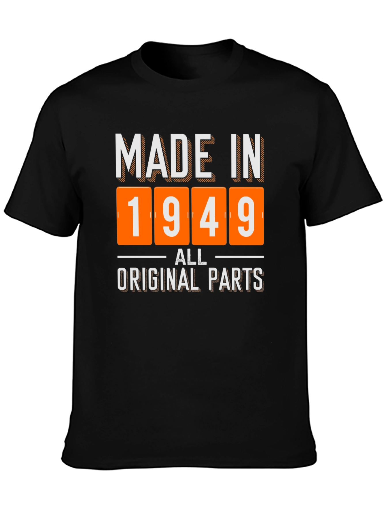 Black Made in 1949 All Original Parts T-Shirt view 3