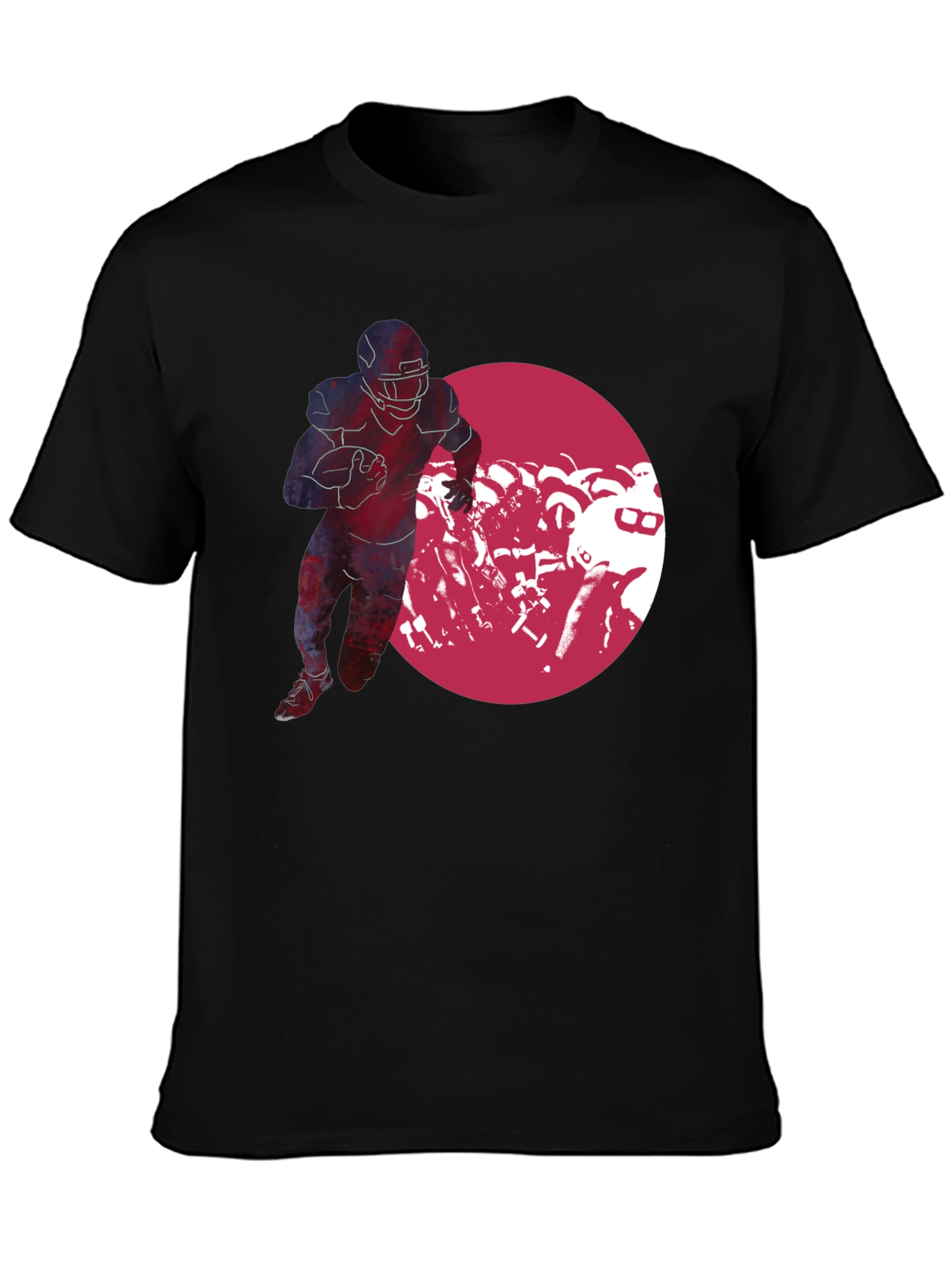 Black Football Player Graphic Black T-Shirt view 3