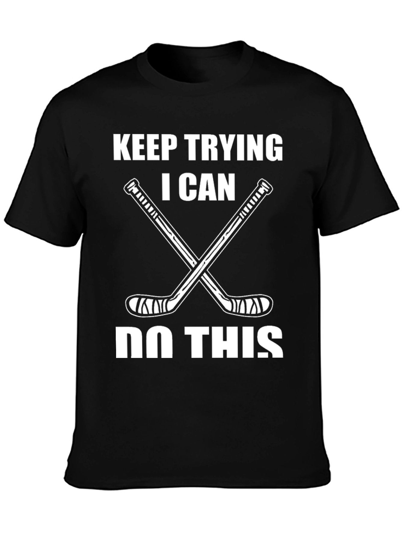 Black Keep Trying Hockey T-Shirt view 3