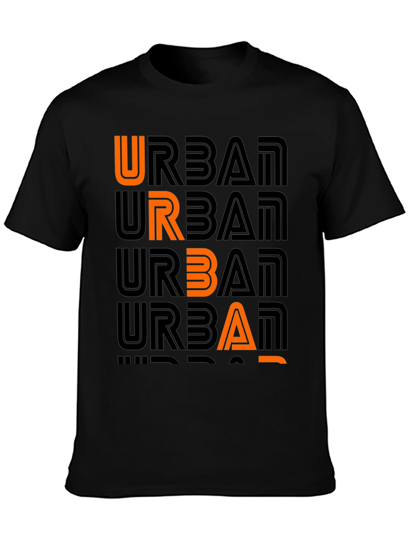 Black Urban Graphic Print Crew Neck T-Shirt view 3