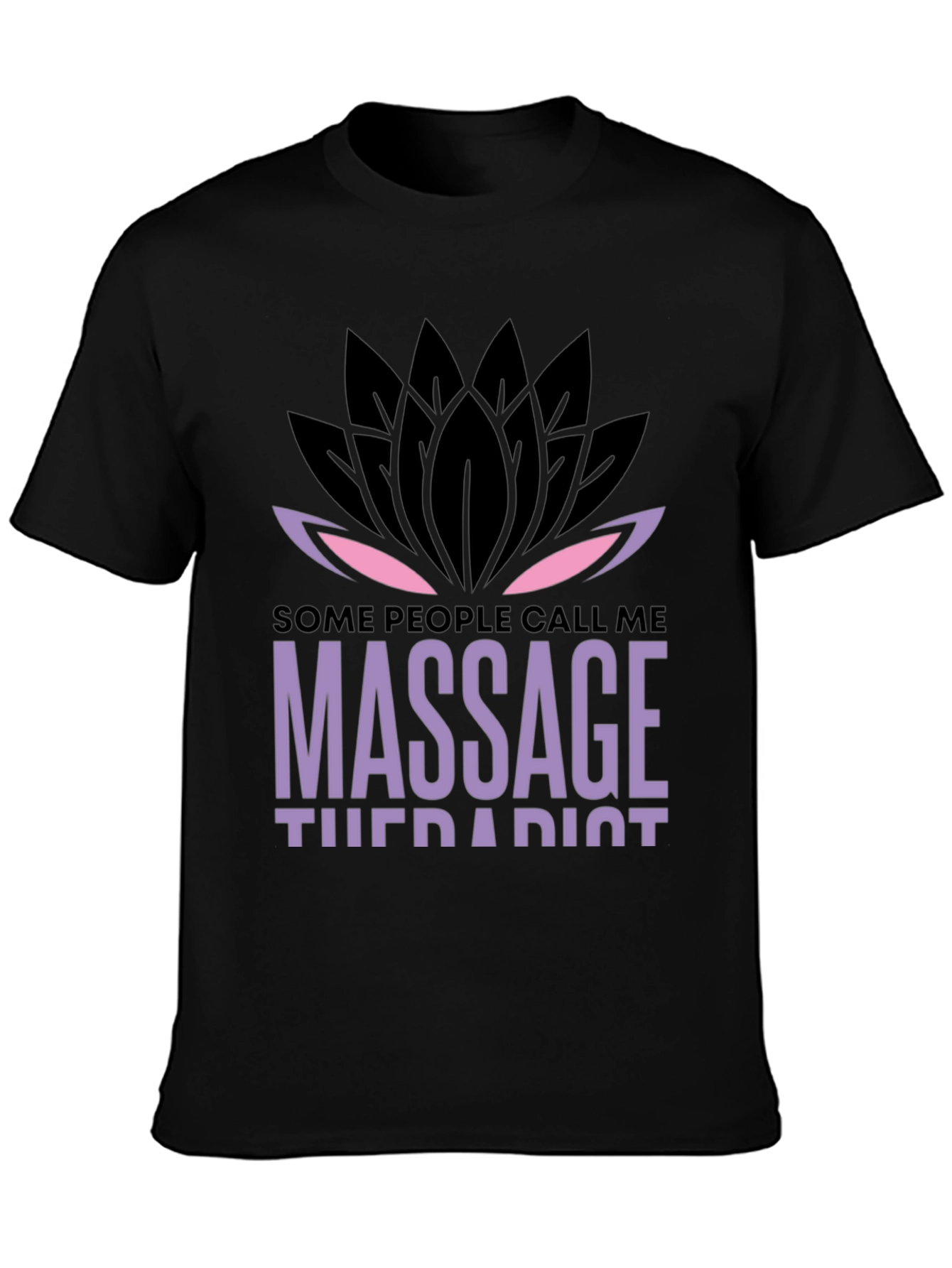 Black Massage Therapist Lotus Graphic T-Shirt - Unique Design view 3