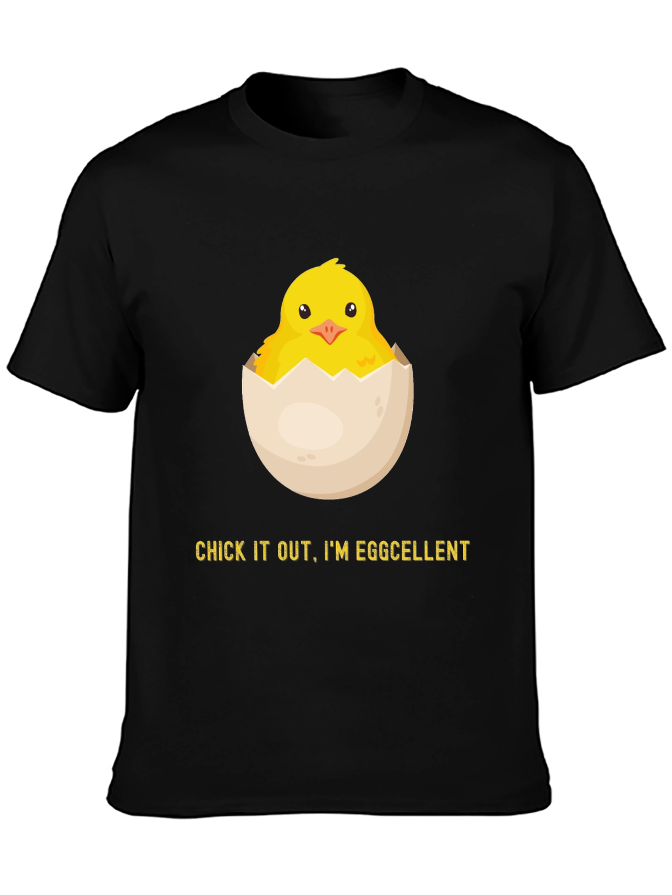 Black Eggcellent Chick Graphic Tee - Funny Easter Shirt view 3