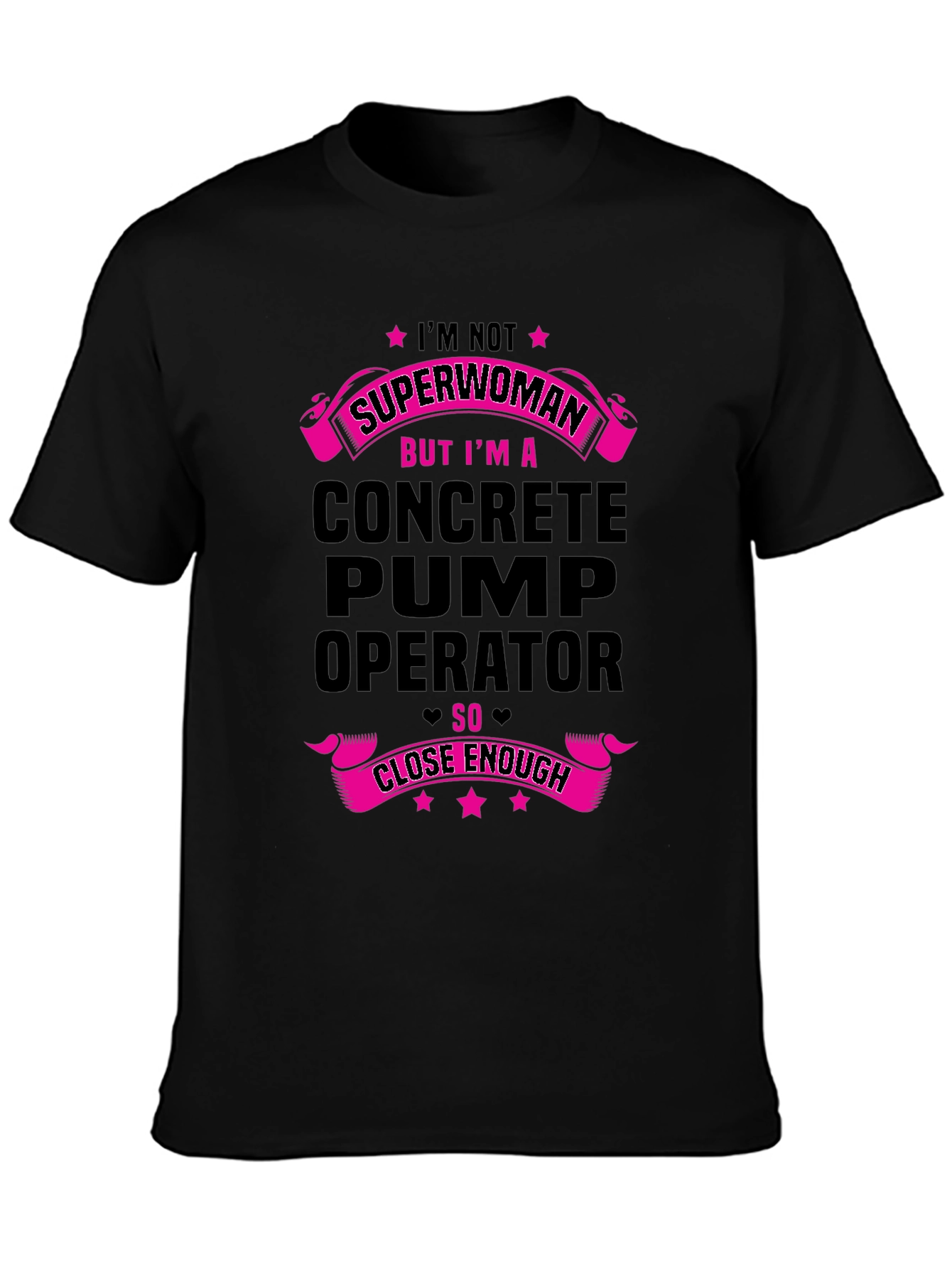 Black Concrete Pump Operator T-Shirt - Superwoman Gift view 3