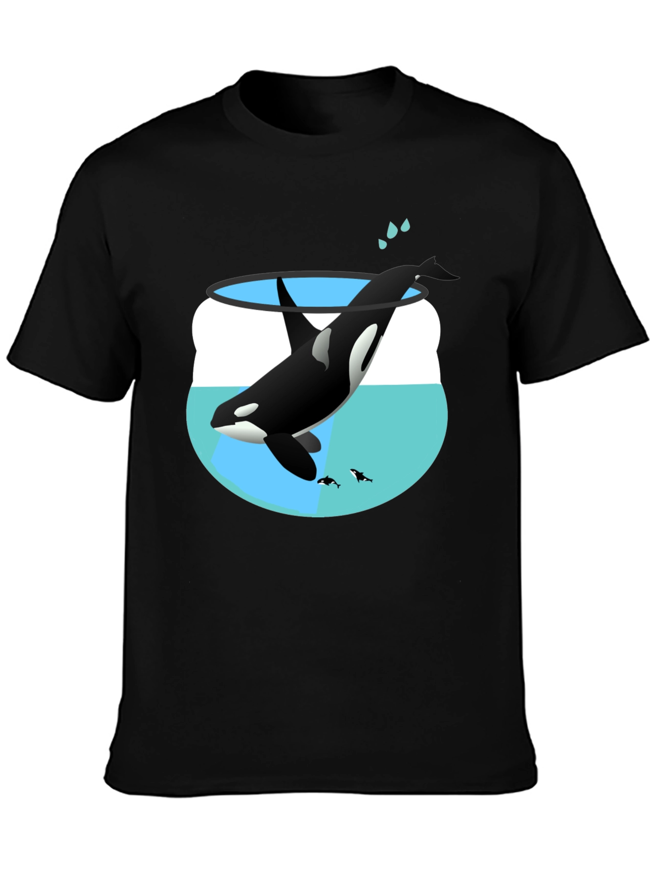 Black Orca in a Fishbowl Graphic T-Shirt view 3