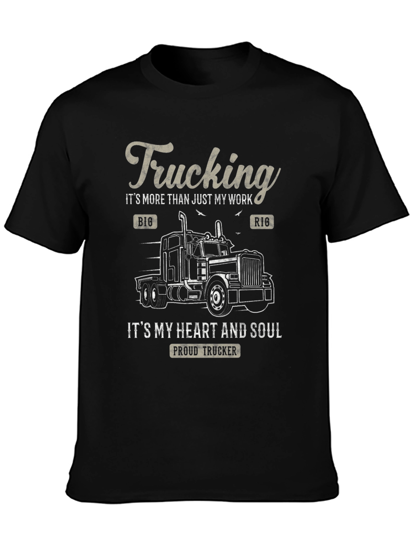 Black Trucking Heart and Soul T-Shirt view 3
