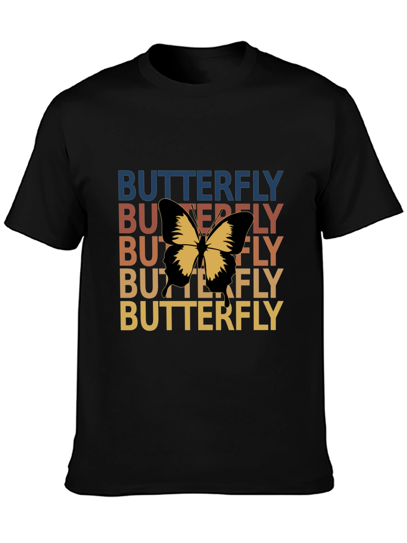 Black Retro Butterfly T-Shirt - Vintage Style Graphic Tee view 3