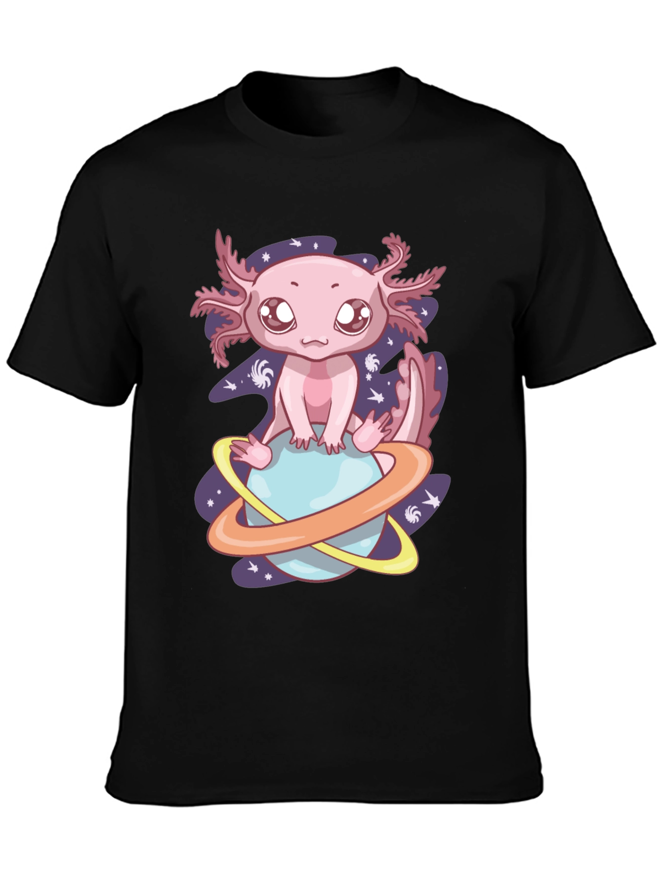Black Axolotl Planet Graphic Tee - Cute & Unique Design view 3