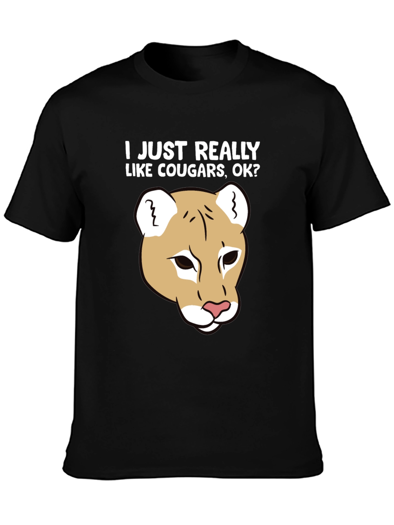 Black Cougar Lover Graphic T-Shirt, Fun Novelty Tee view 3