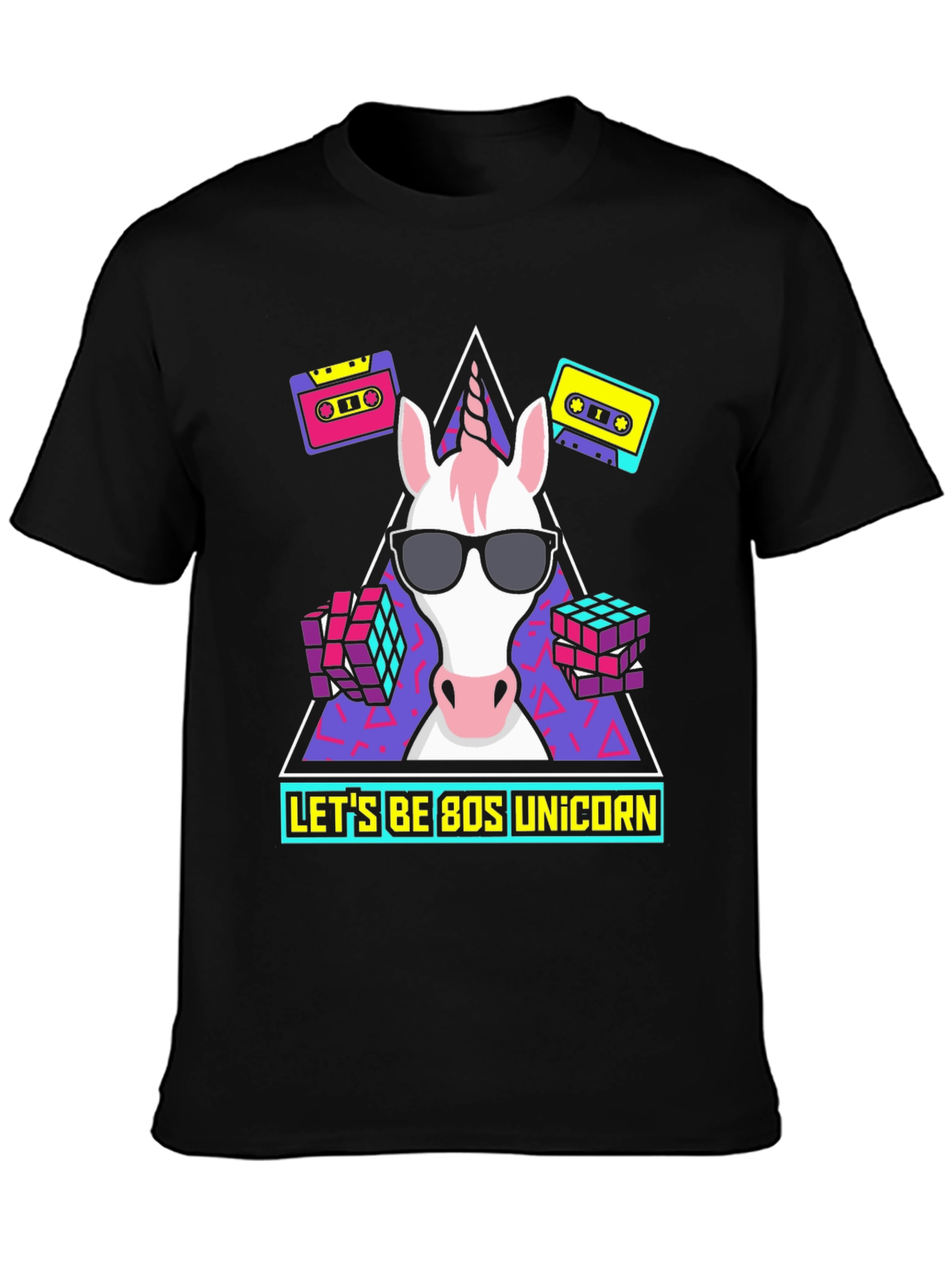 Black 80s Unicorn Graphic Tee view 3