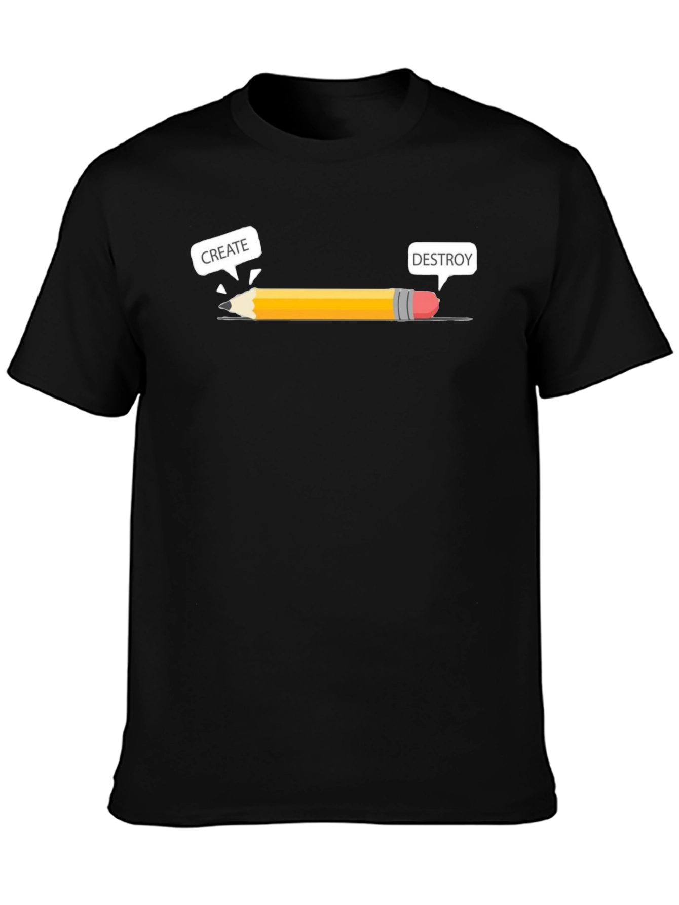 Black Create Destroy Pencil Graphic Tee view 3
