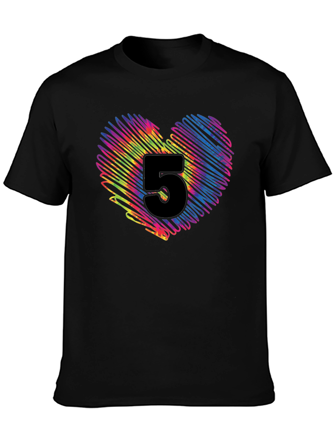 Black Number Five Heart Graphic T-Shirt view 3