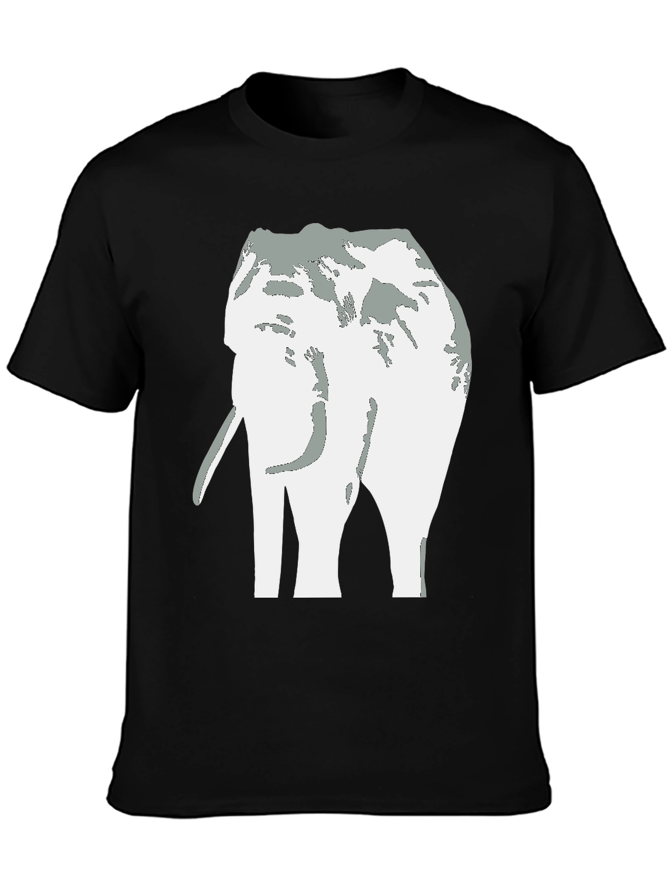 Black Elephant Graphic Tee - Black Cotton Casual T-Shirt view 3