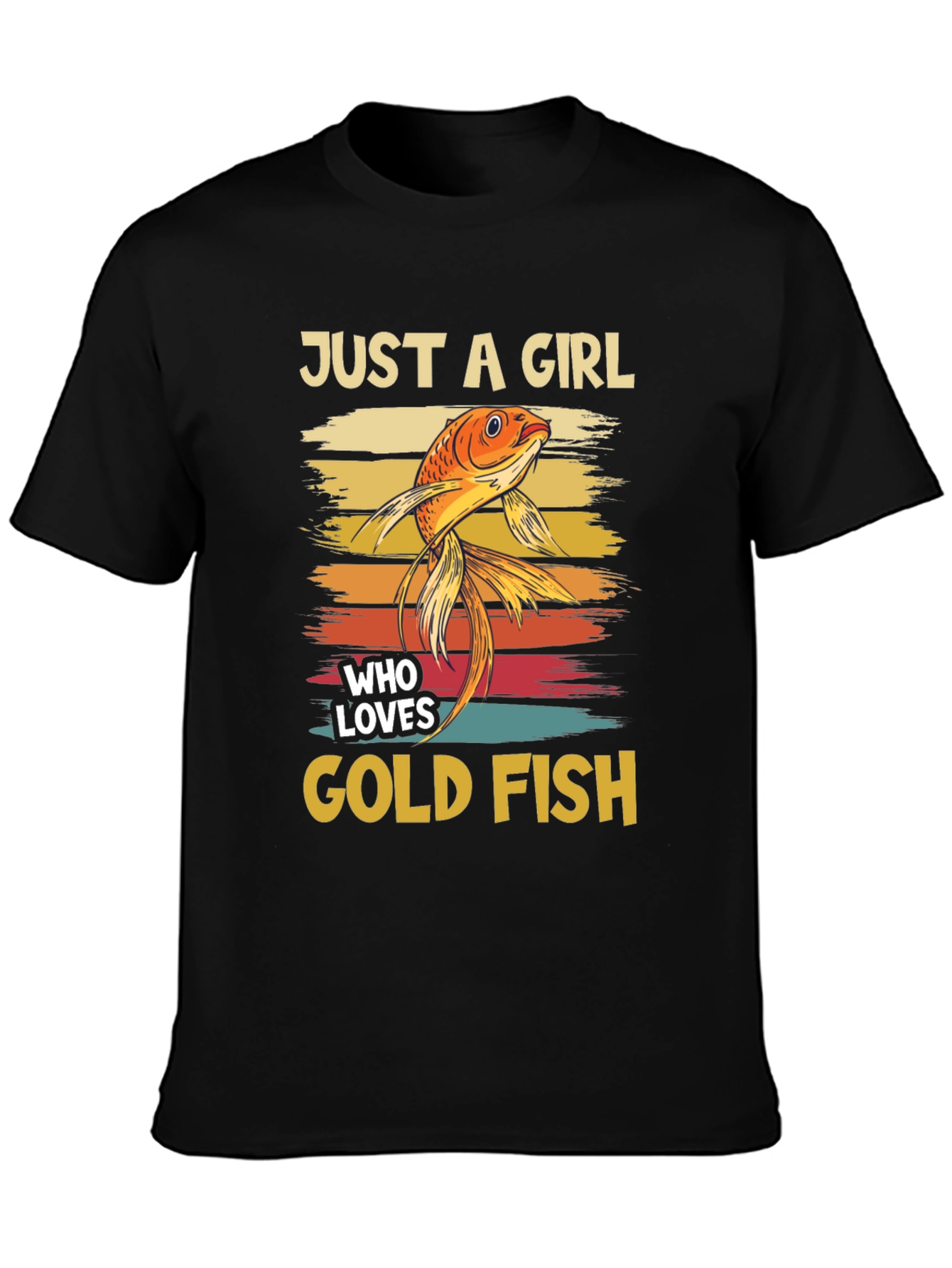 Black Just A Girl Who Loves Goldfish T-Shirt view 3