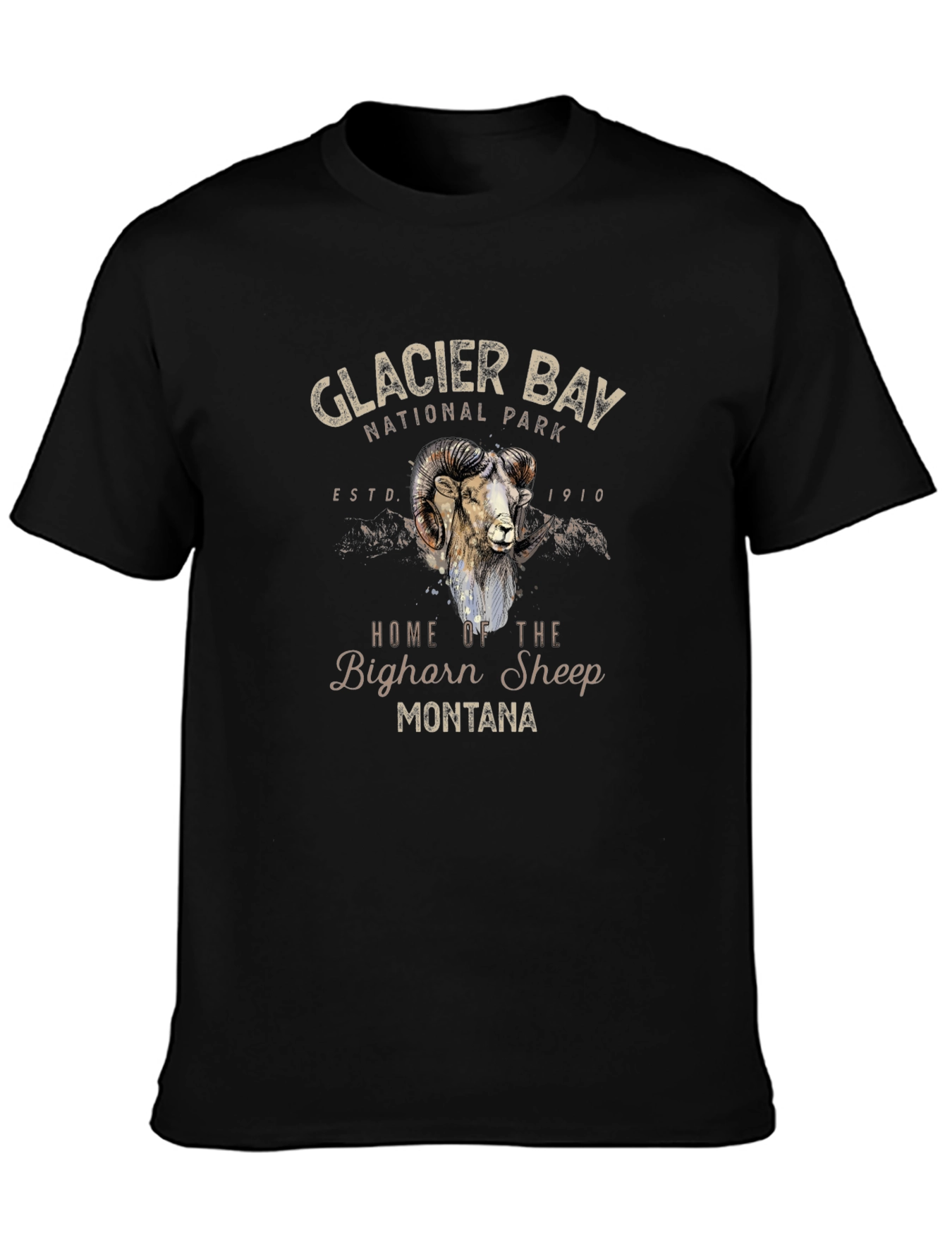Black Glacier Bay National Park Bighorn Sheep T-Shirt view 3
