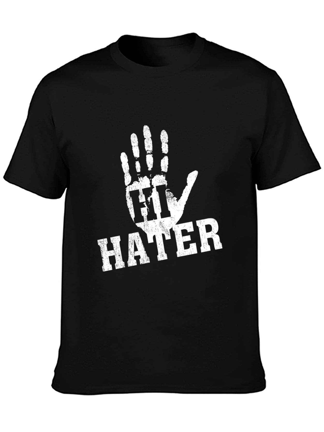 Black Hi Hater Graphic T-Shirt, Funny Novelty Tee view 3
