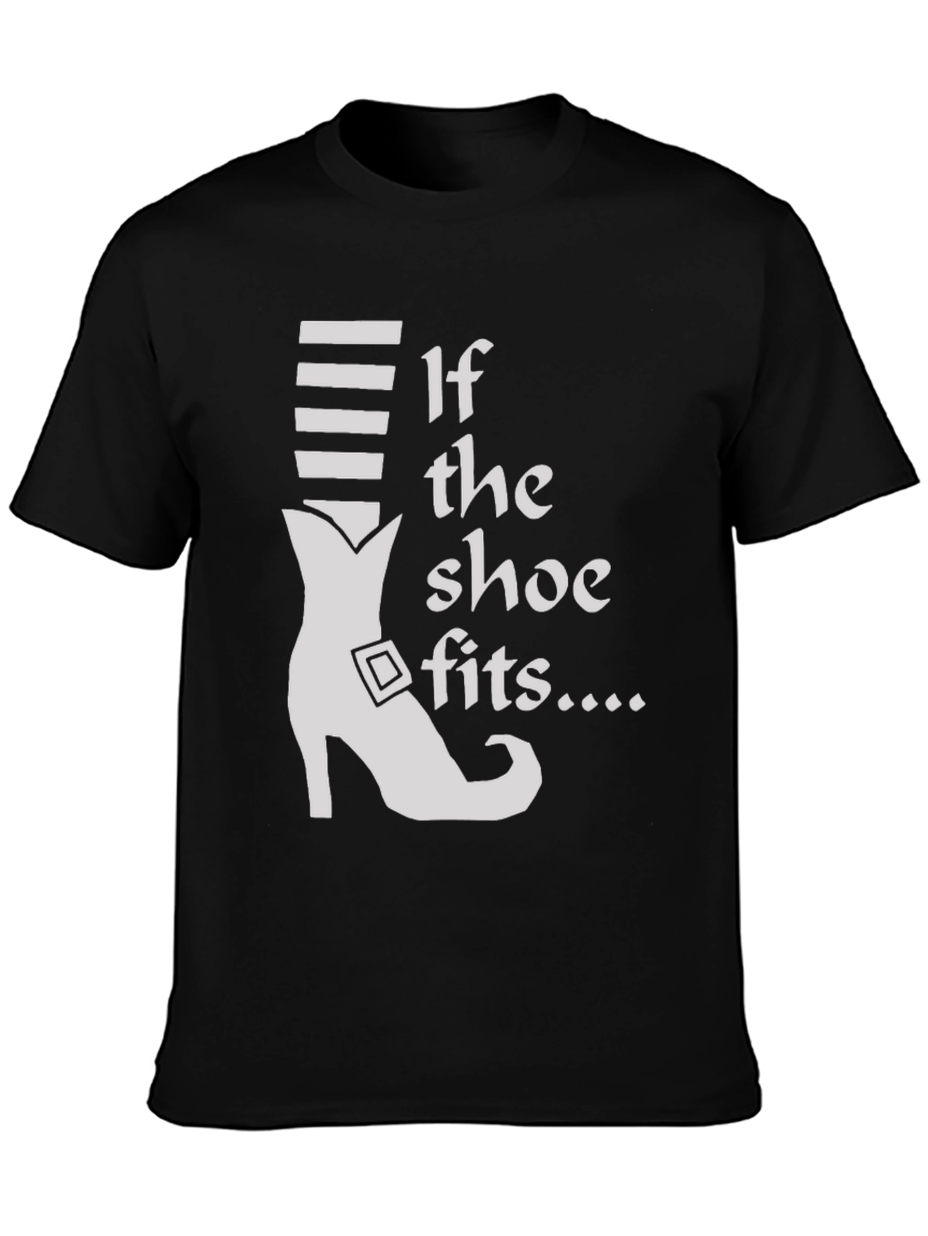 Black If the Shoe Fits T-Shirt - Novelty Witch Shoe Tee view 3