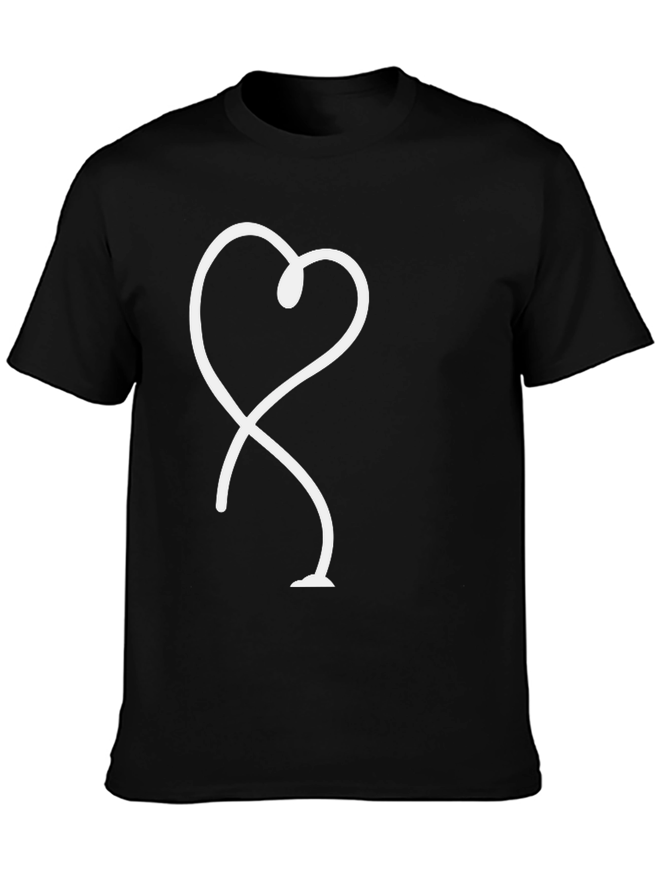 Black Heart Line Art Black T-Shirt view 3