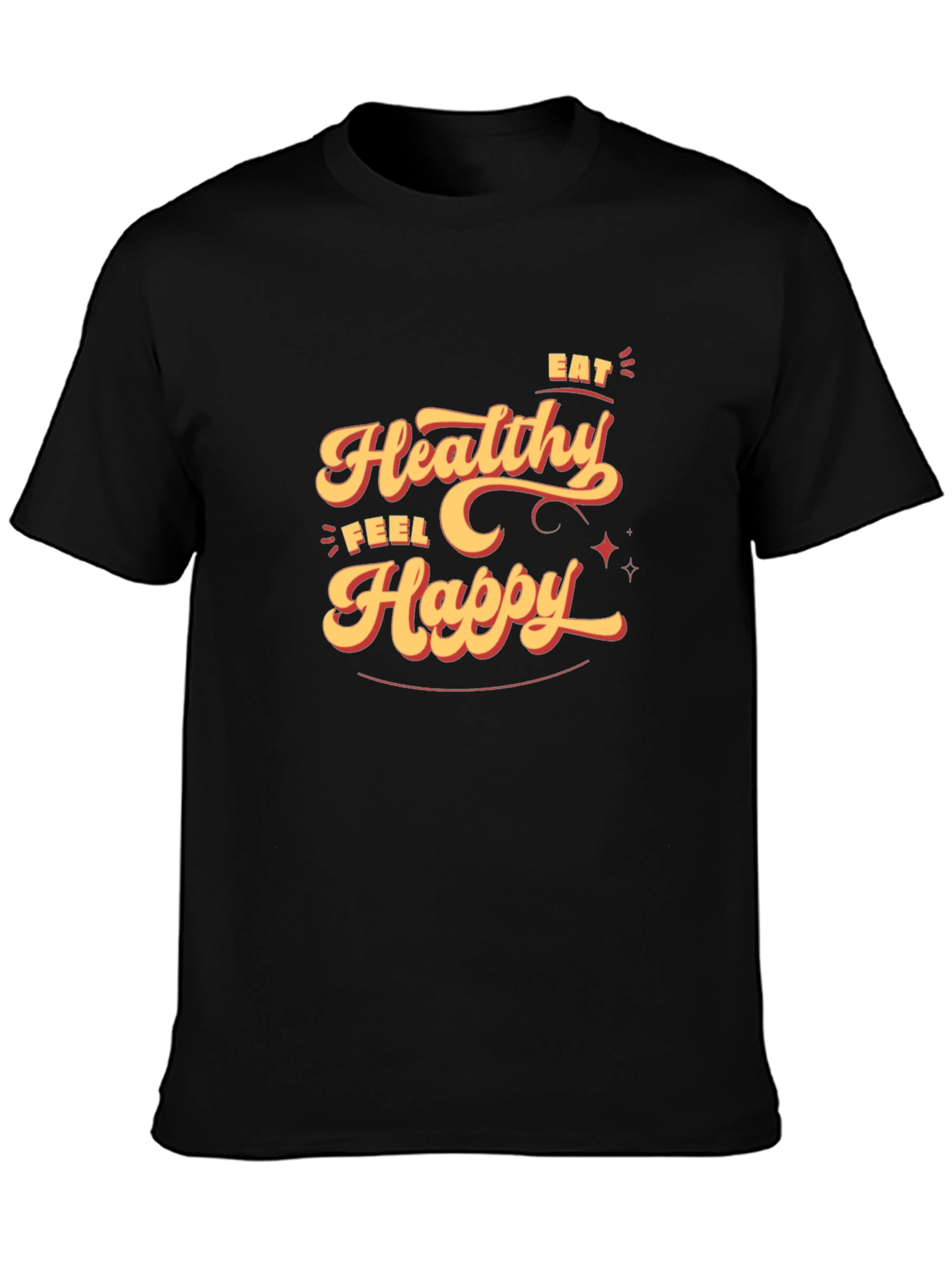 Black Eat Healthy Feel Happy Graphic Tee view 3