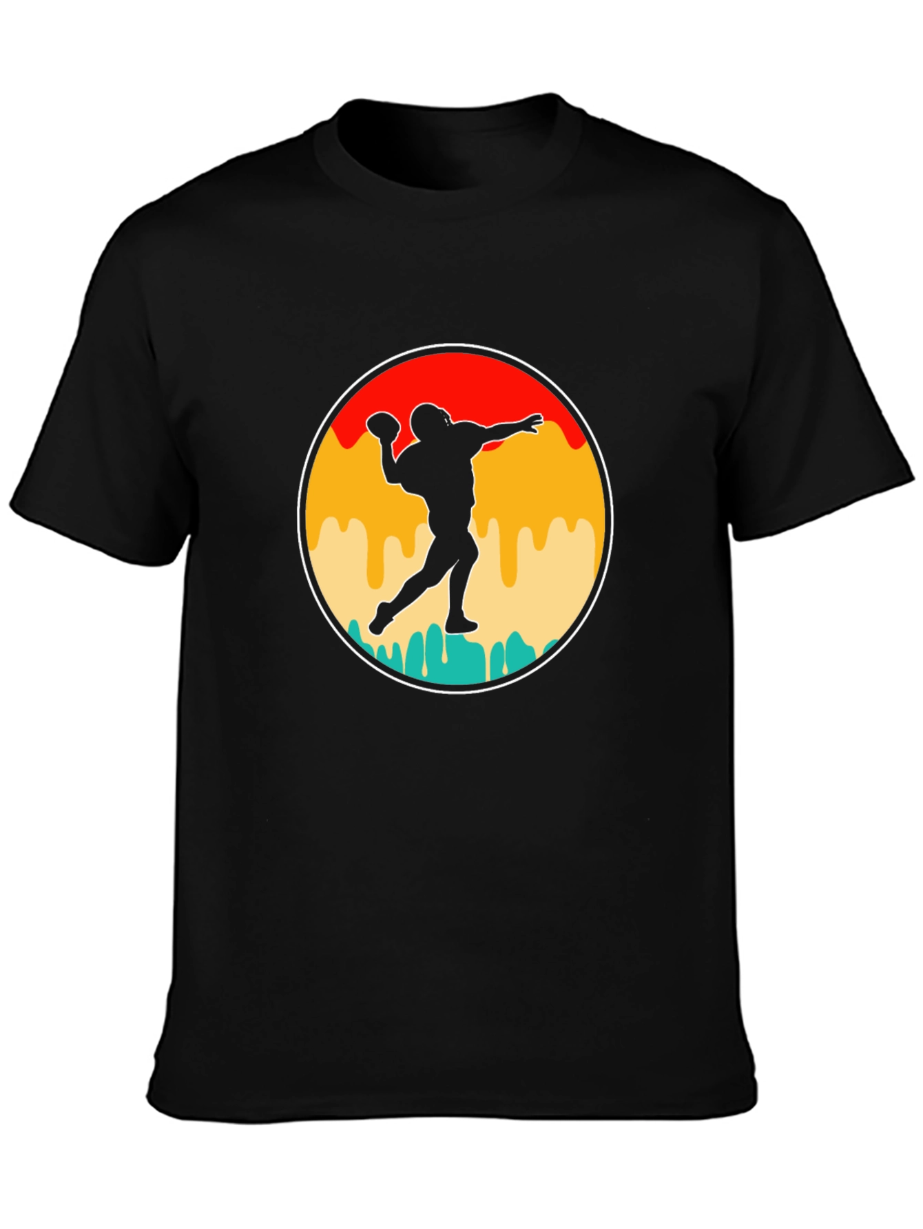 Black Retro Football Throwback T-Shirt view 3