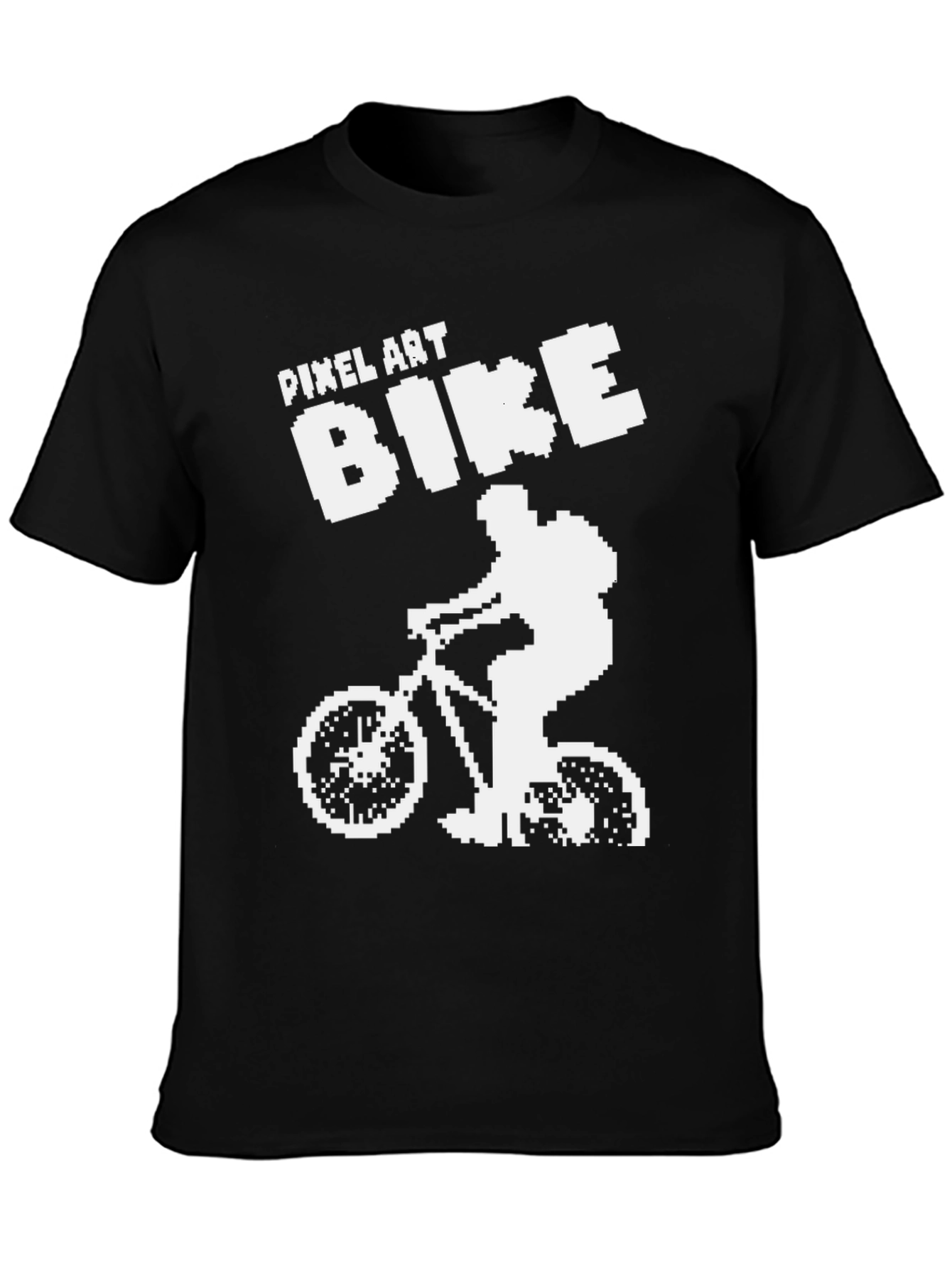 Black Pixel Art Bike T-Shirt - Cyclist Tee view 3