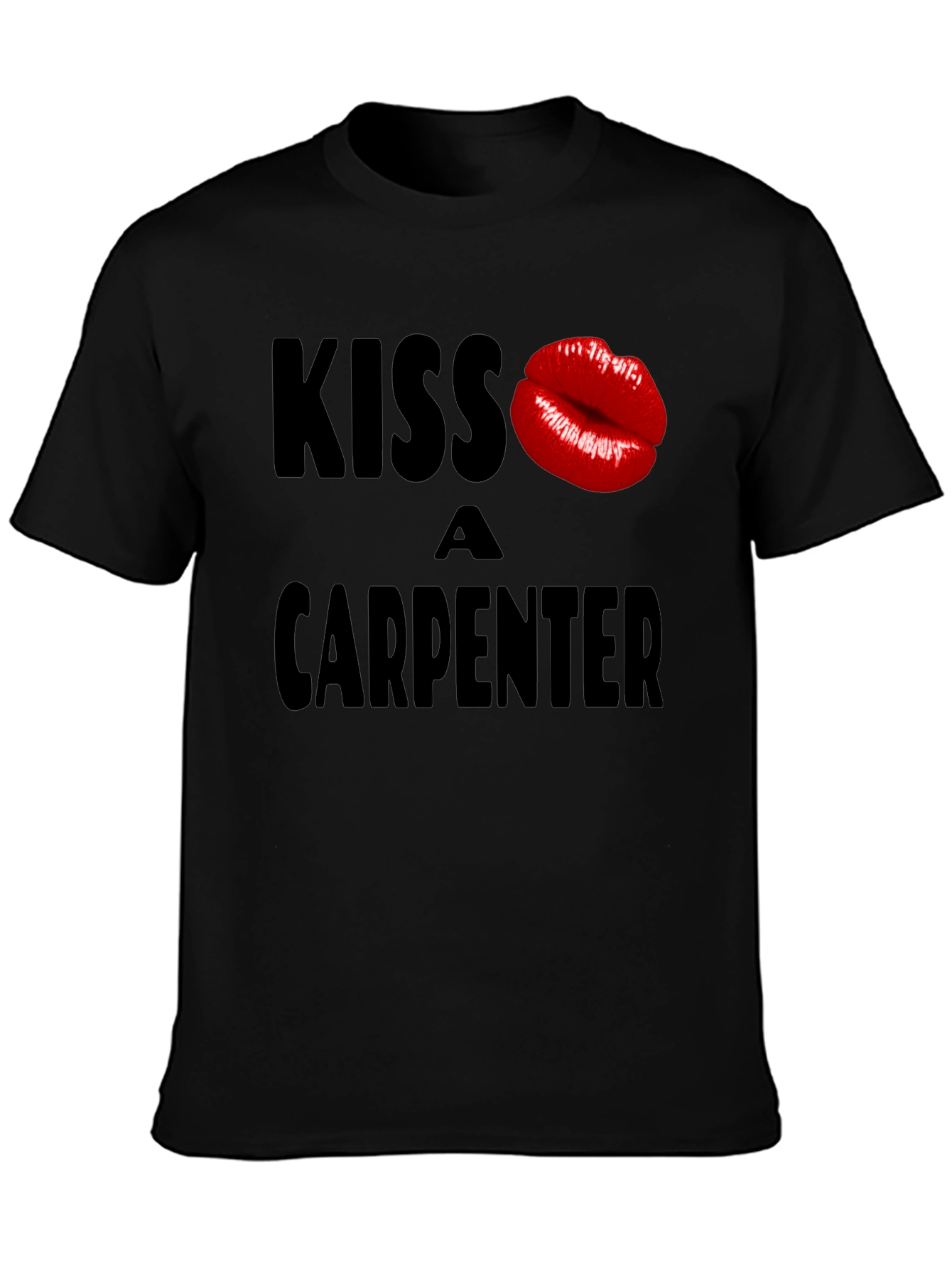 Black Kiss a Carpenter Graphic T-Shirt - Novelty Crew Neck Tee view 3