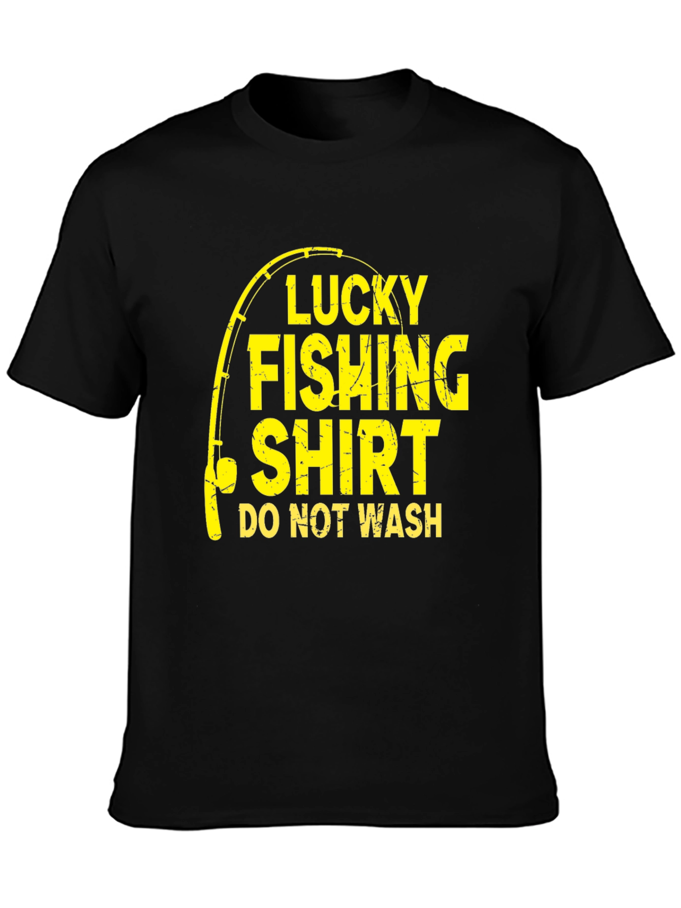 Black Lucky Fishing Shirt - Novelty Graphic Tee view 3