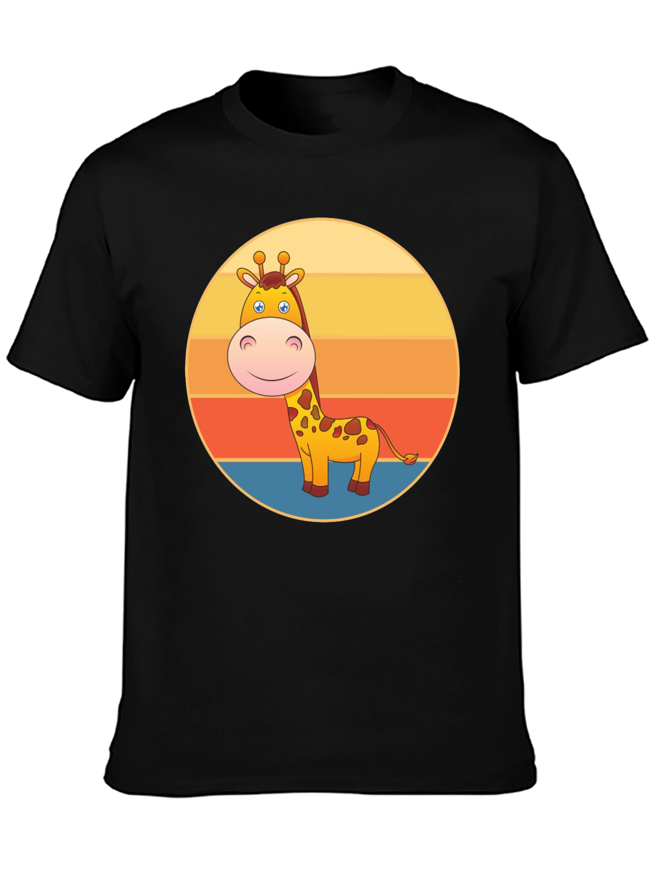 Black Giraffe Sunset Graphic Tee - Fun Animal T-Shirt view 3