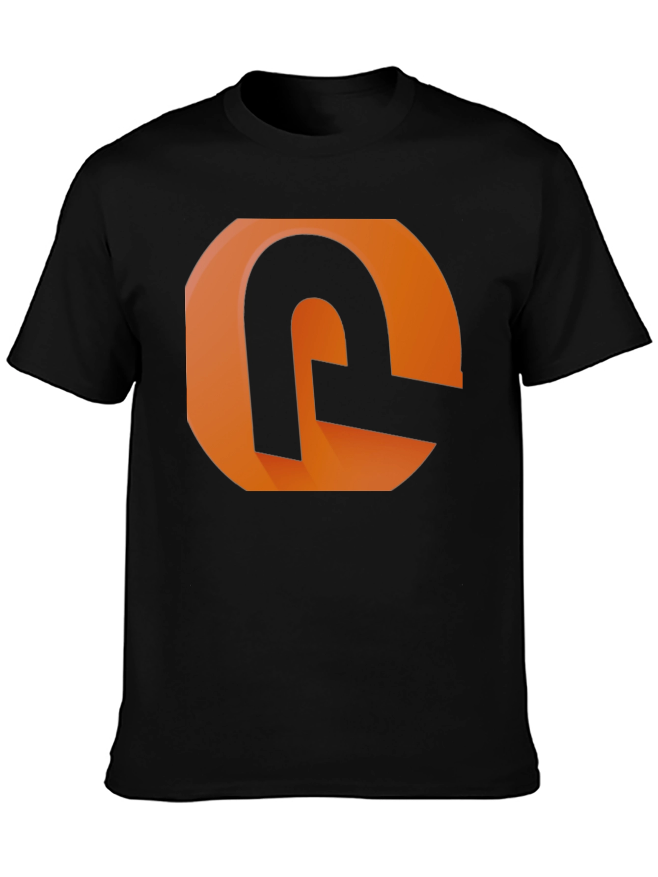 Black Modern Graphic Tee - Orange and Black Design view 3