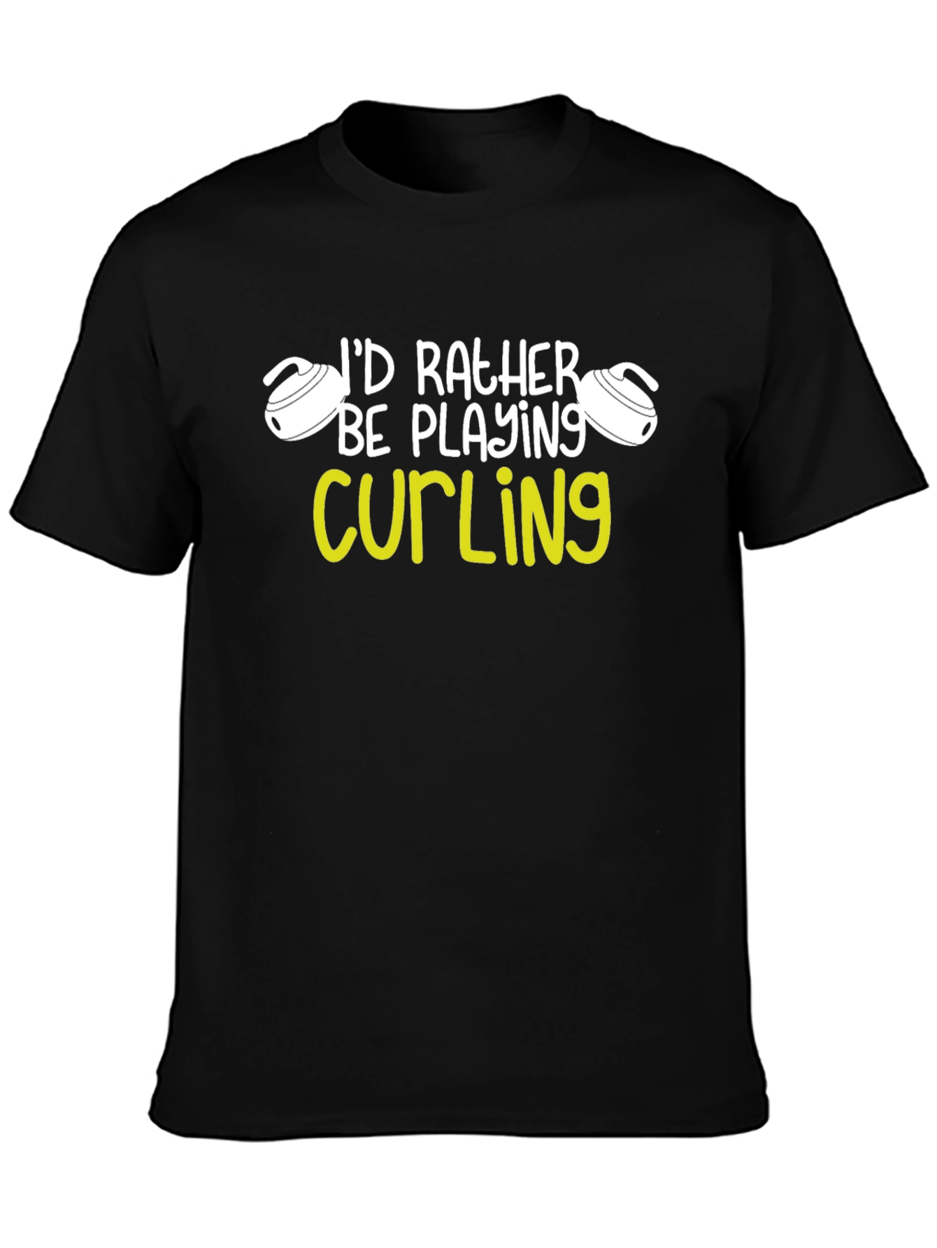 Black Curling Player Graphic Tee - I'd Rather Be Curling view 3