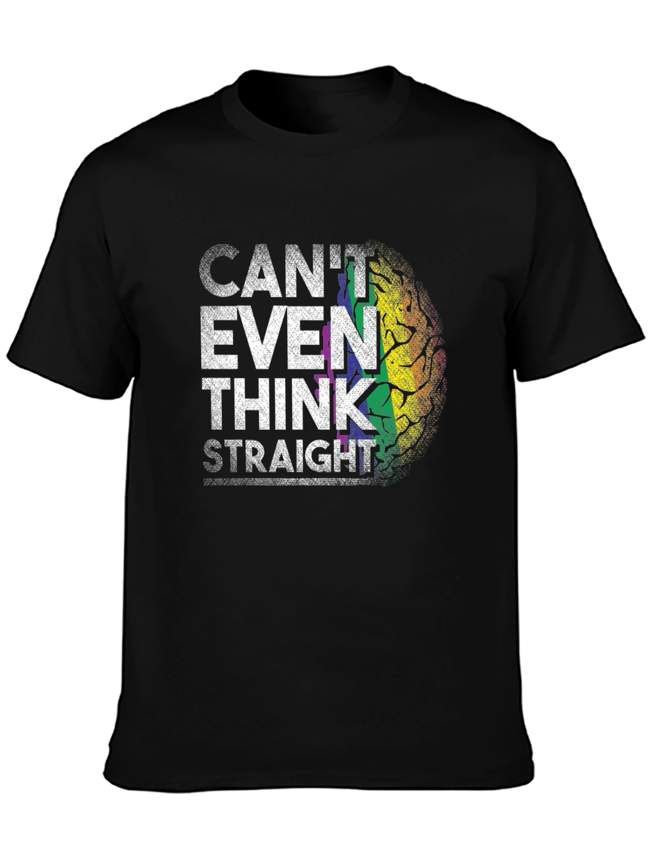 Black Can't Even Think Straight Rainbow Brain T-Shirt view 3