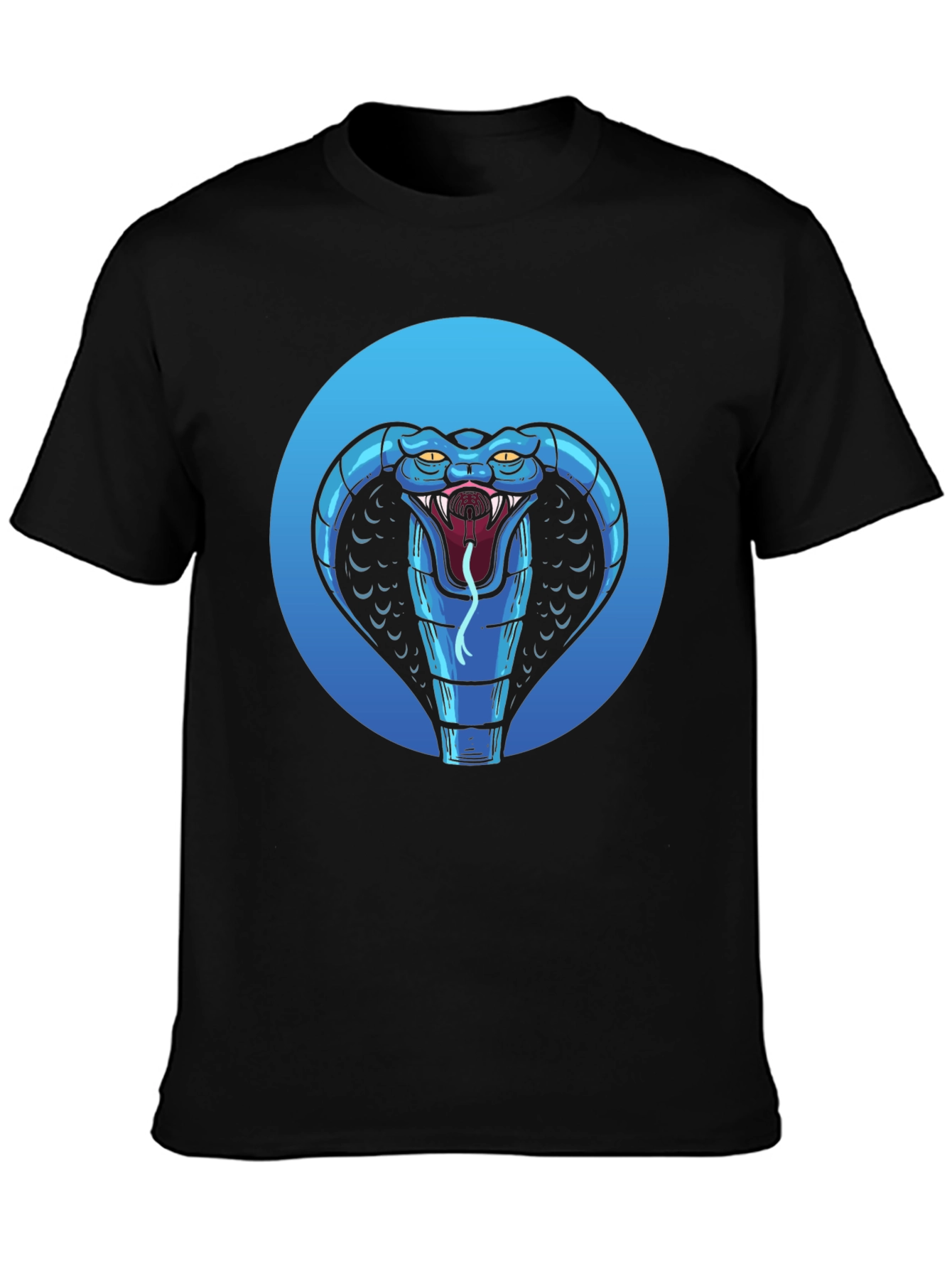 Black Blue Cobra Graphic Black T-Shirt view 3