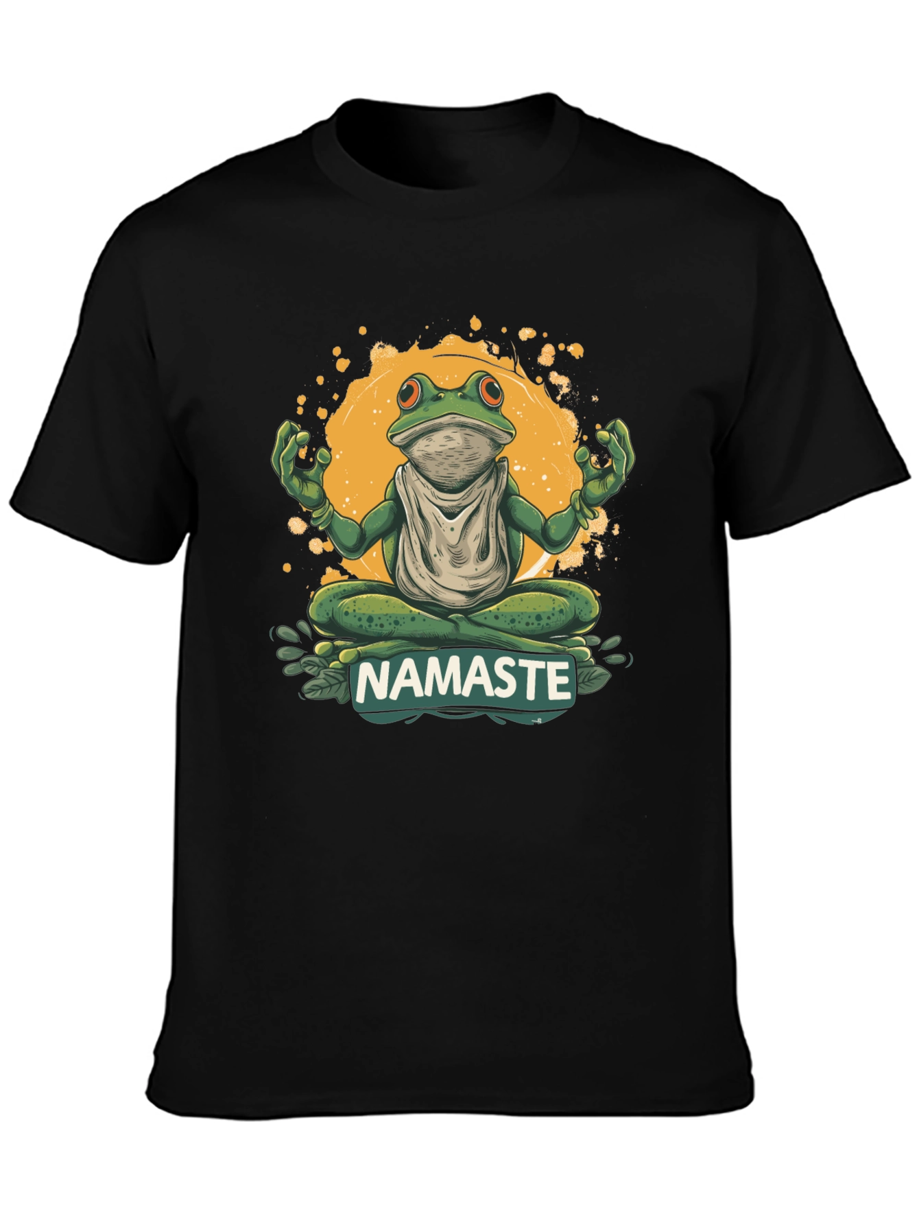 Black Namaste Frog Graphic Tee - Zen Meditation Humor view 3