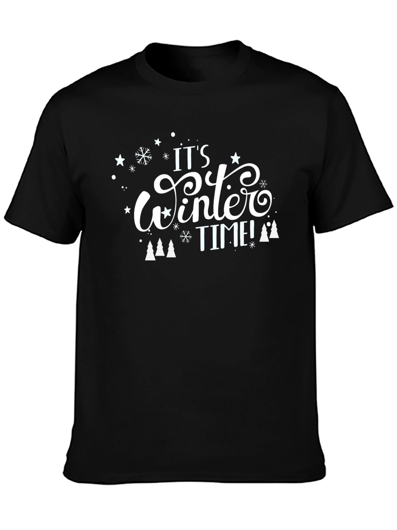 Black Winter Time Graphic Tee - Black Cotton Comfort view 3