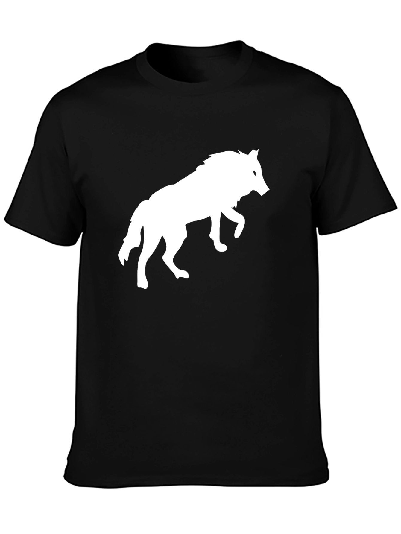 Black Black T-Shirt with White Wolf Graphic view 3