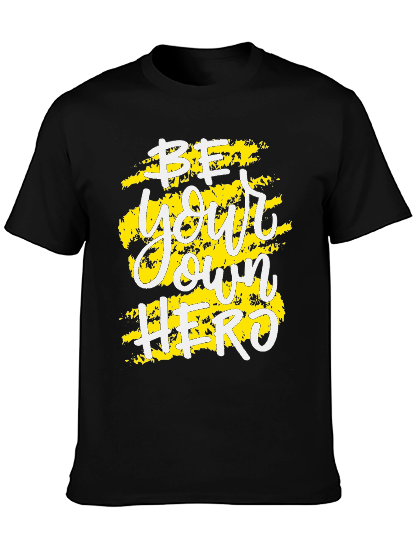 Black Be Your Own Hero Black Graphic Tee - Inspirational Men's T-Shirt view 3