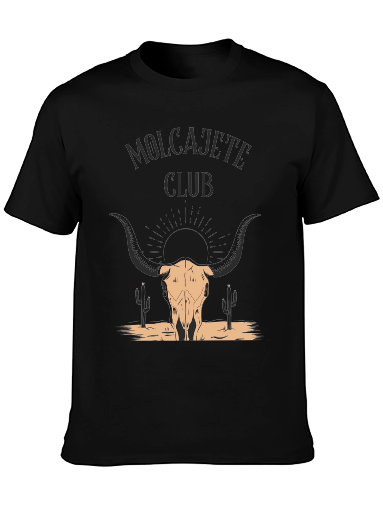 Black Molcajete Club Bull Skull Graphic Tee view 3