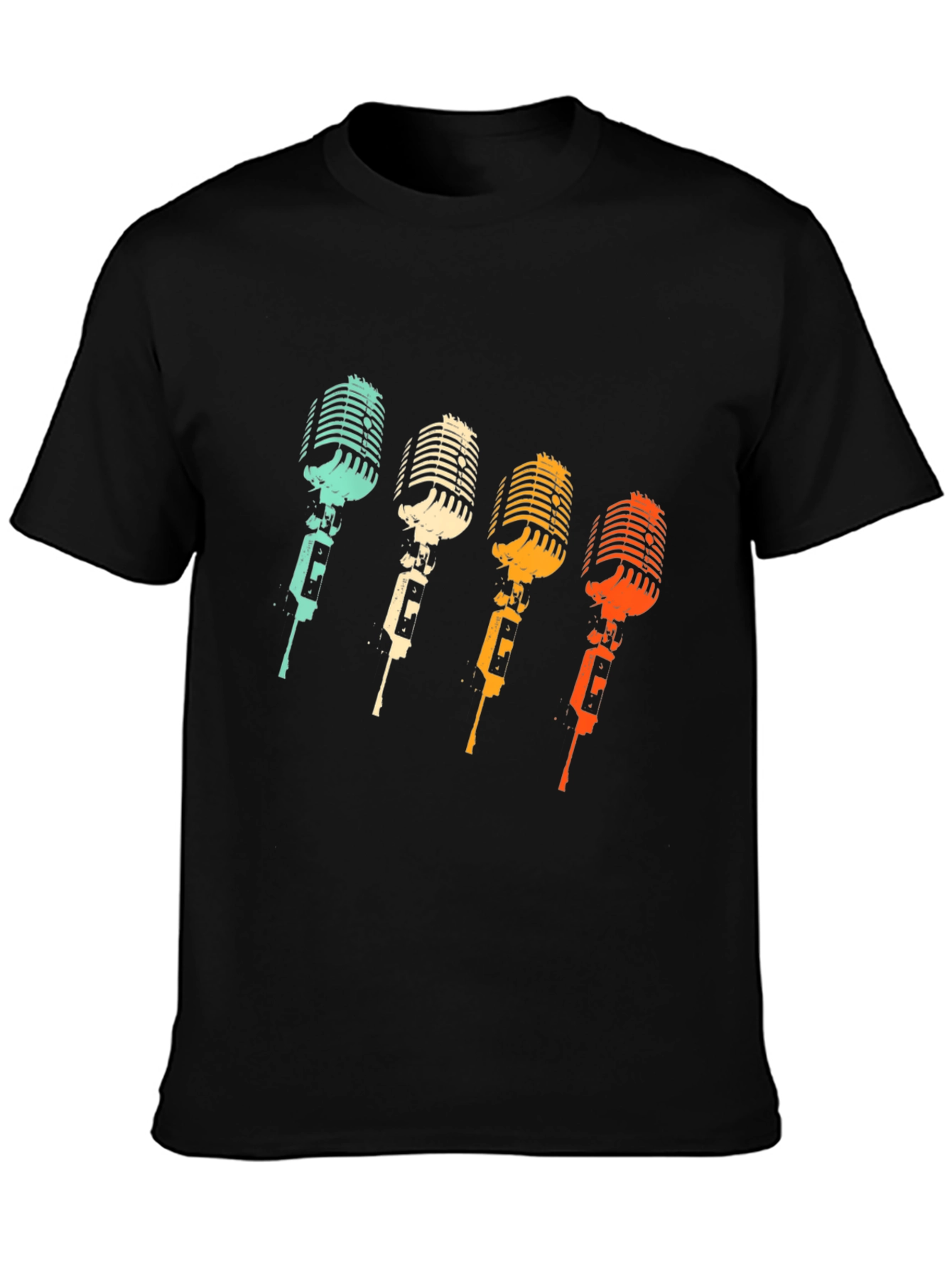 Black Retro Microphone T-Shirt - Vintage Music Lover Tee view 3