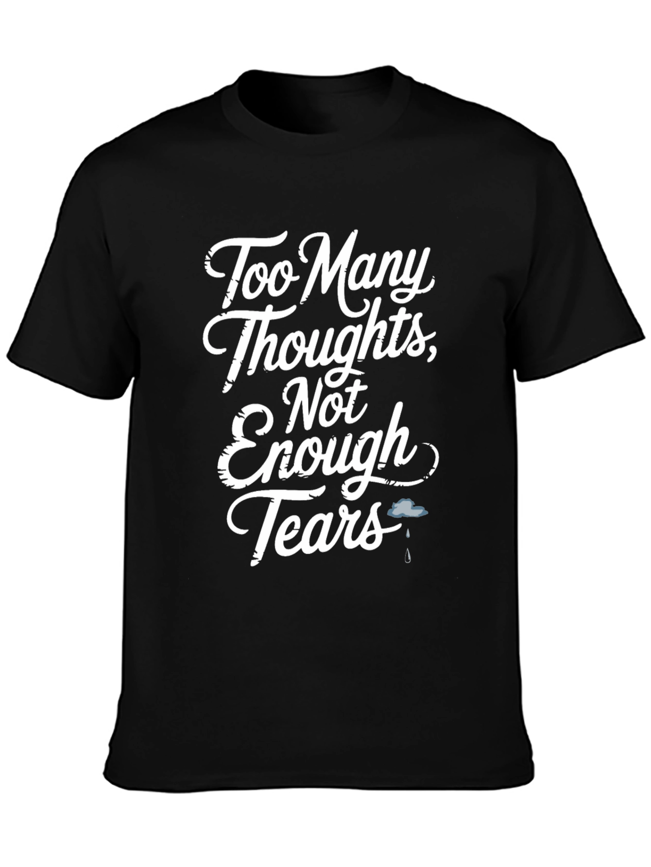 Black Too Many Thoughts Graphic T-Shirt view 3