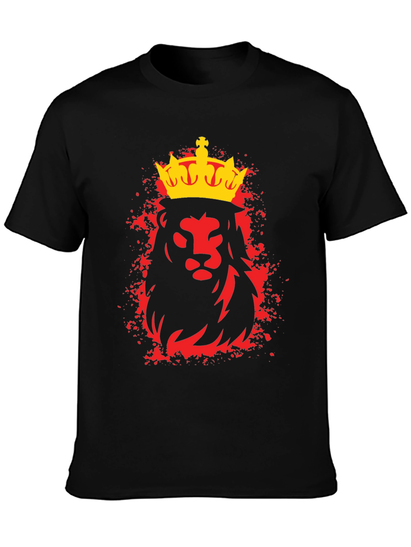 Black King Lion Graphic Tee - Black Crew Neck T-Shirt view 3