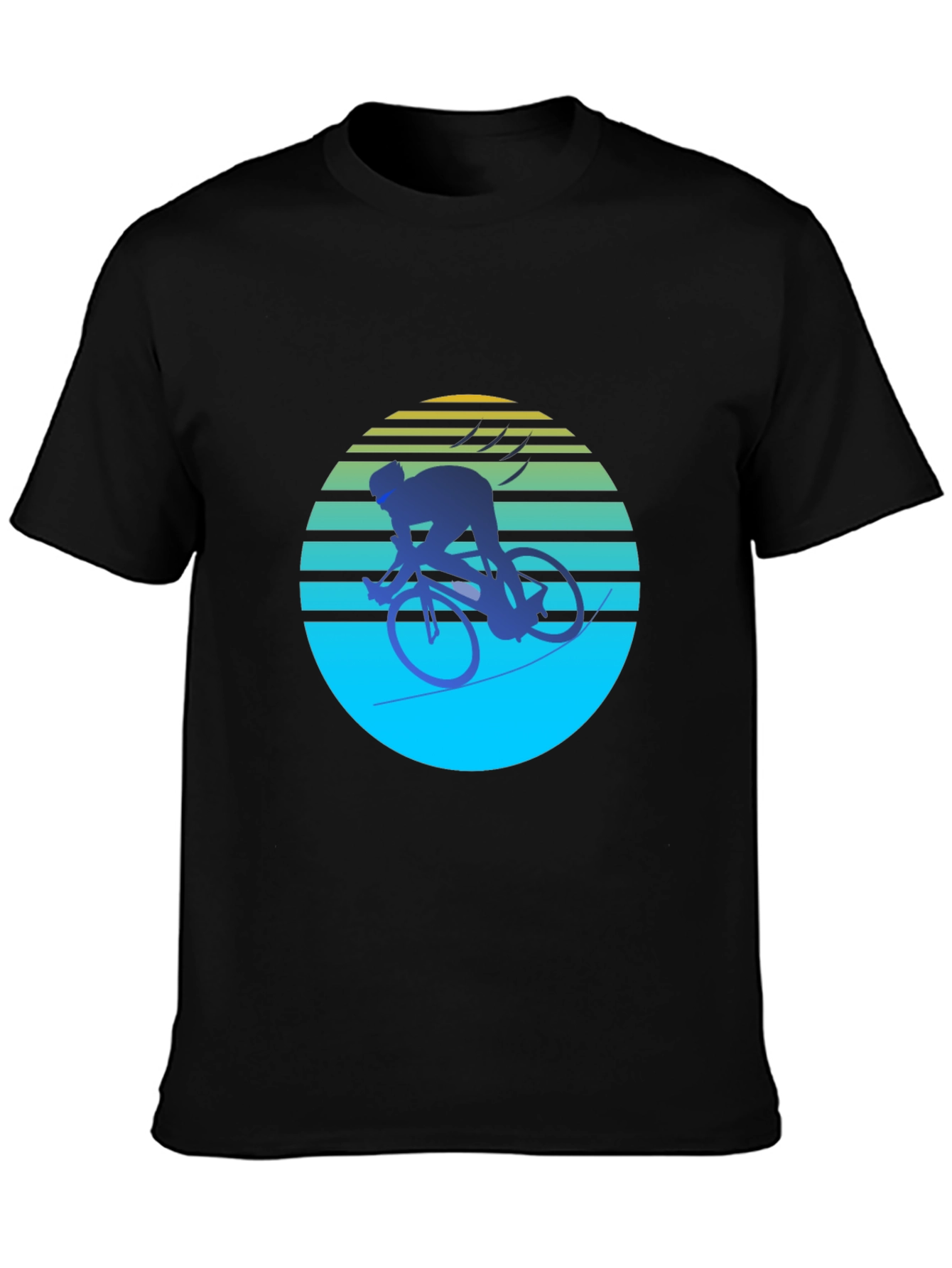 Black Retro Cyclist Graphic Tee - Black Cotton Blend view 3