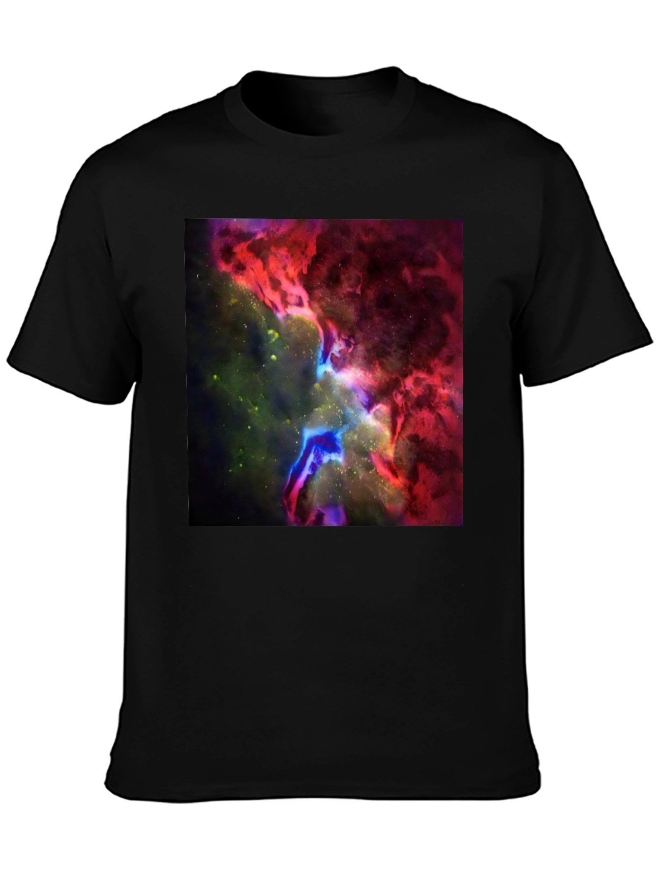 Black Nebula Print Black T-Shirt - Galaxy Design view 3