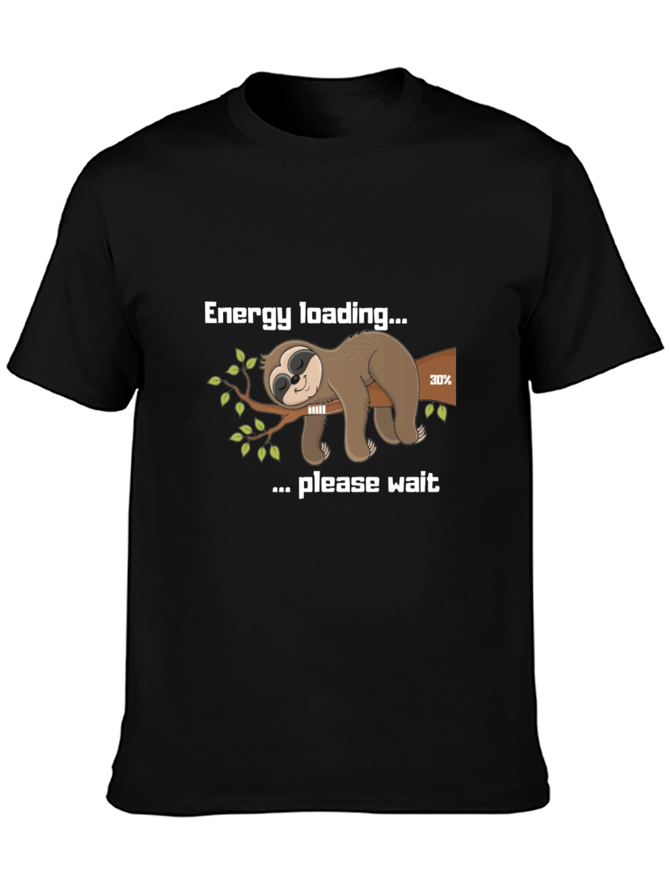 Black Energy Loading Sloth Graphic Tee view 3