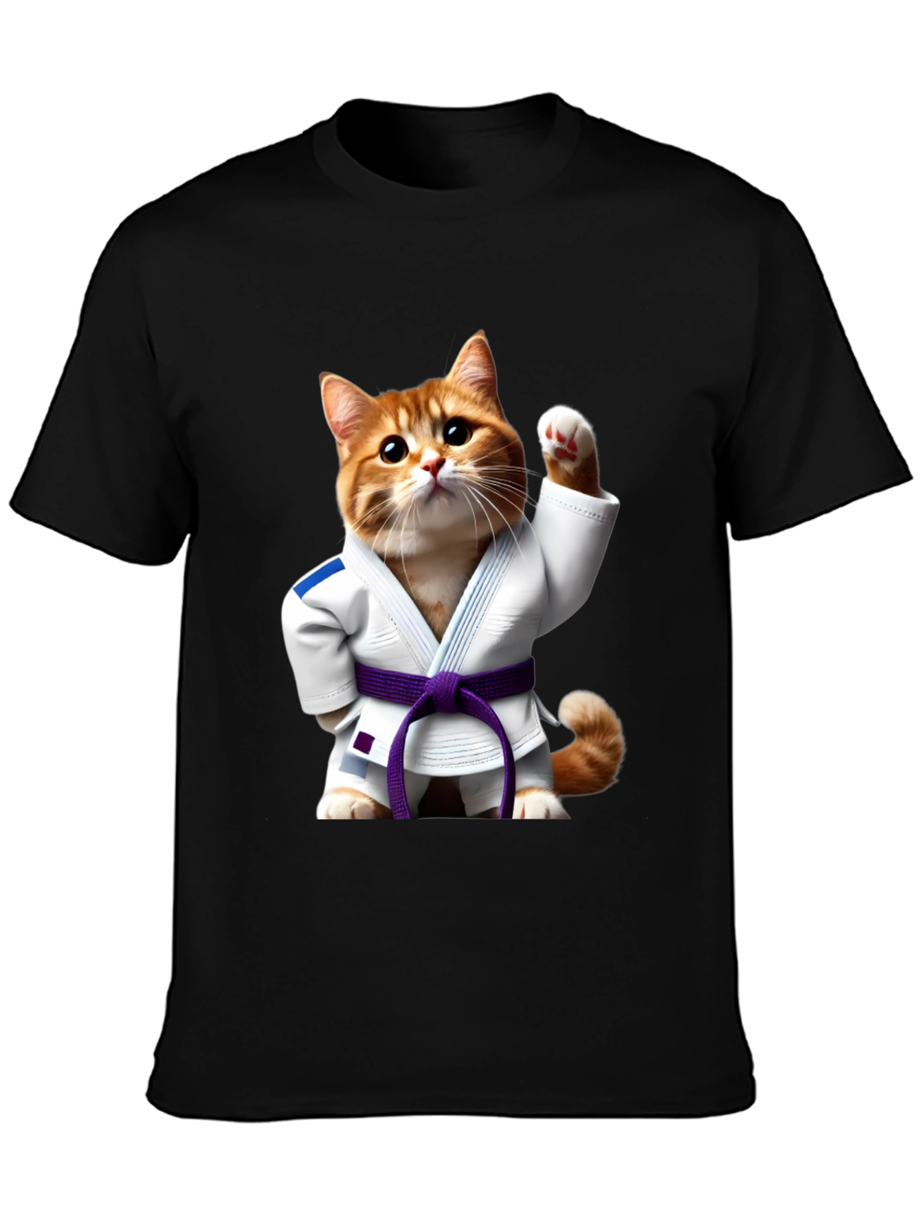 Black Jiu-Jitsu Cat T-Shirt - Martial Arts Kitten Tee view 3
